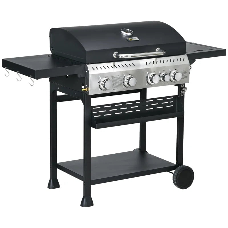 4 - Burner Free Standing Propane 40000 BTU BTU Gas Grill with Side Burner
