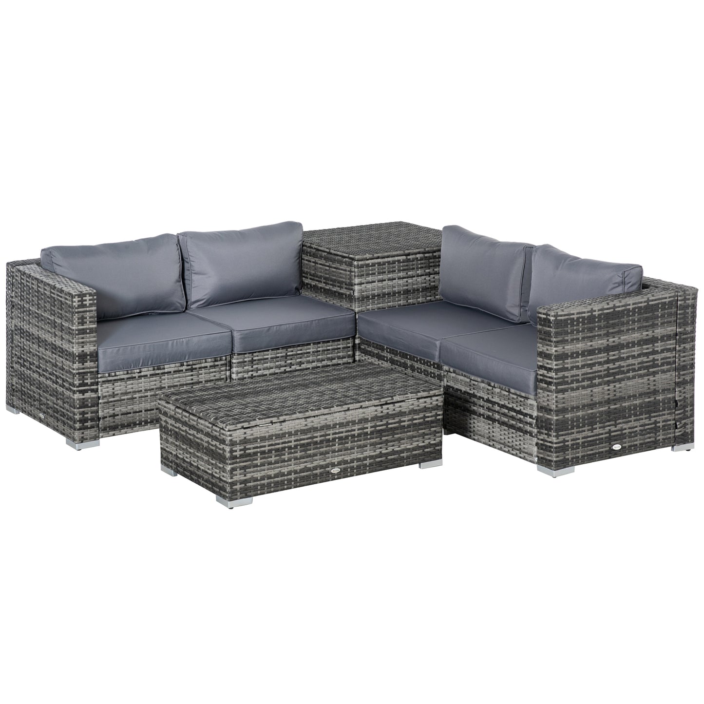 6 Pcs Rattan Furniture Sofa Set Side Table Garden Patio Conversation W/ Cushion