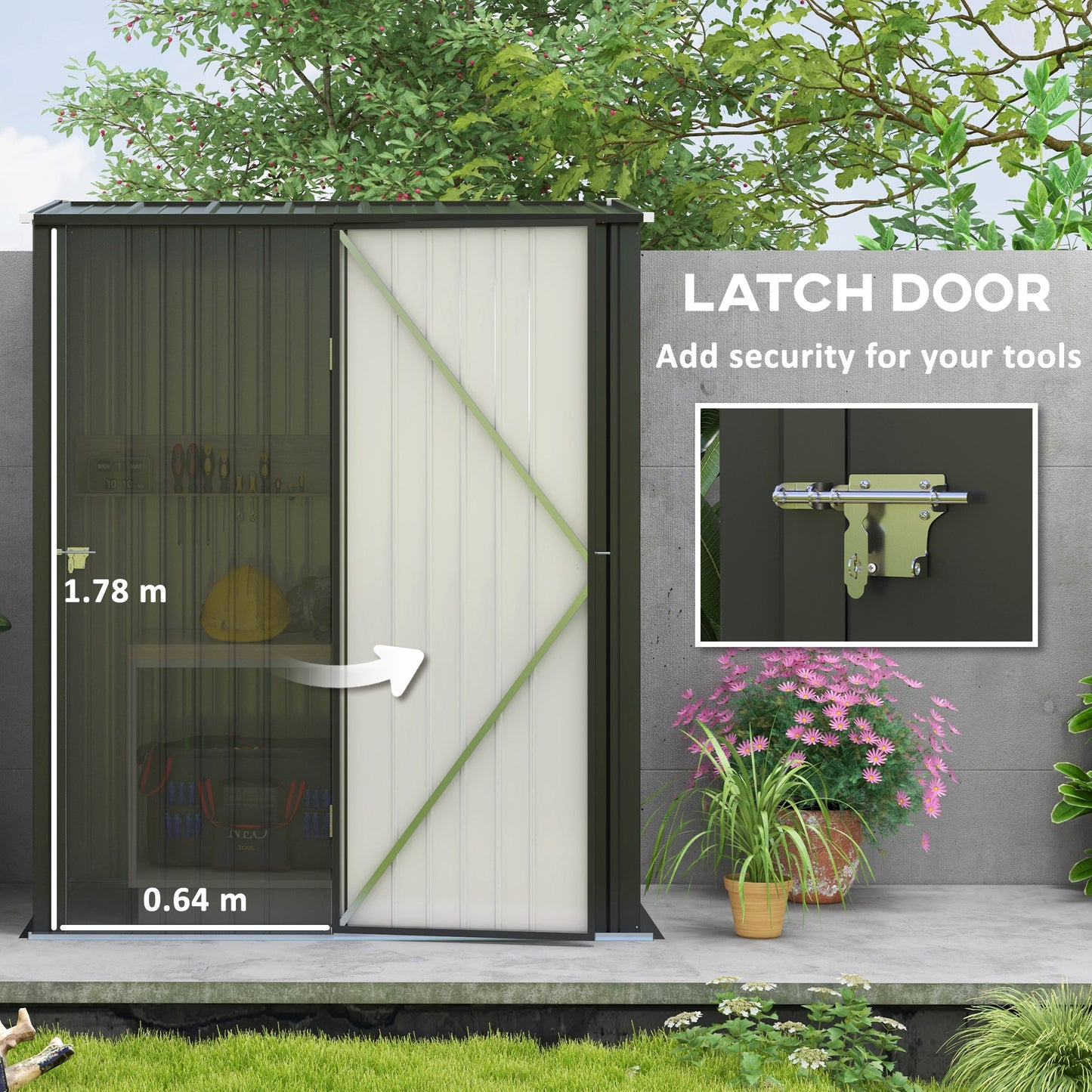 Outdoor Storage Shed Steel Garden Shed W/ Lockable Door for Garden