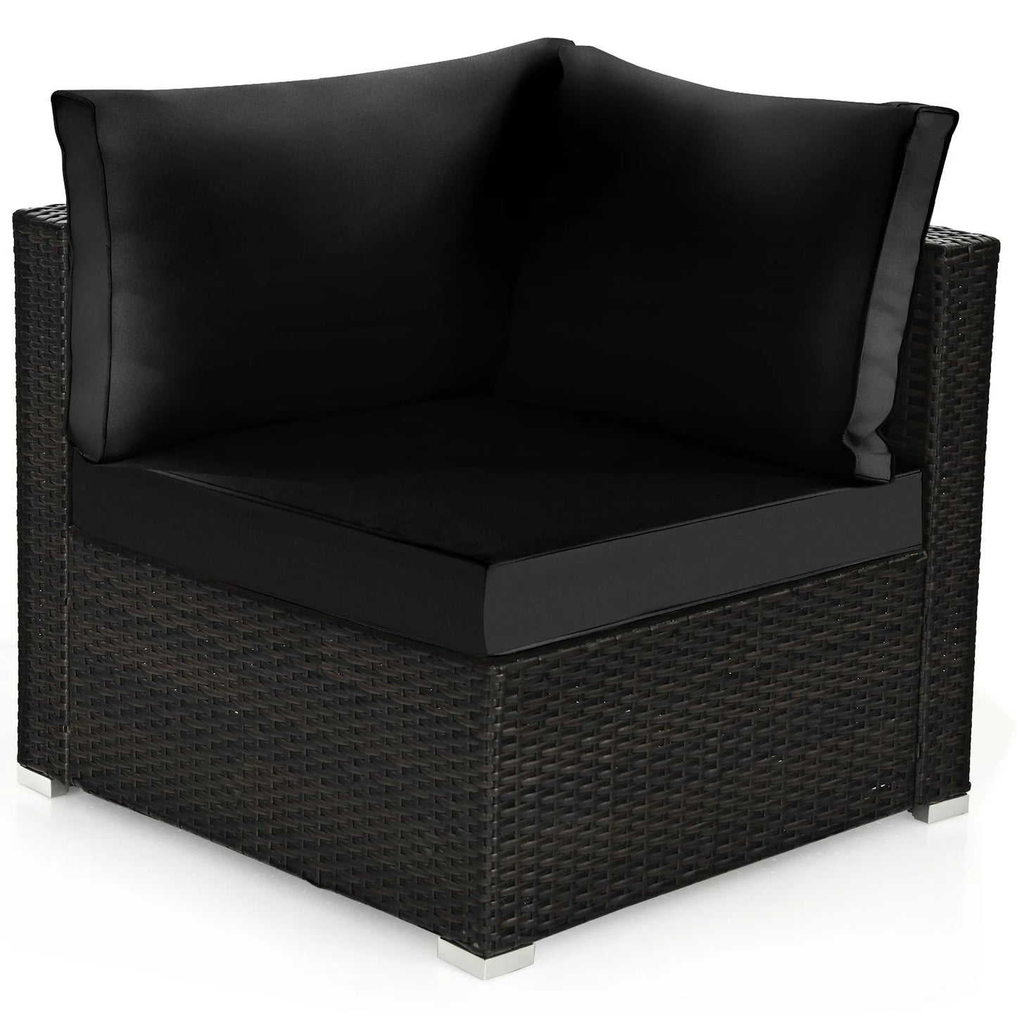 6 Piece Outdoor Rattan Sofa Set with Soft Seat and Back Cushions
