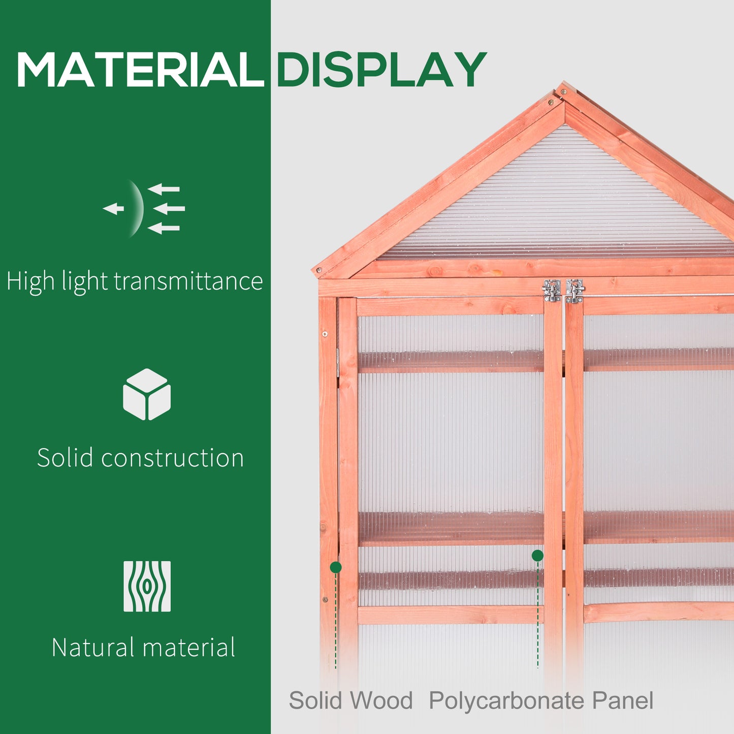 80 X 47 X 138 Cm Wooden Cold Frame Greenhouse for Plants Vegetables Flowers