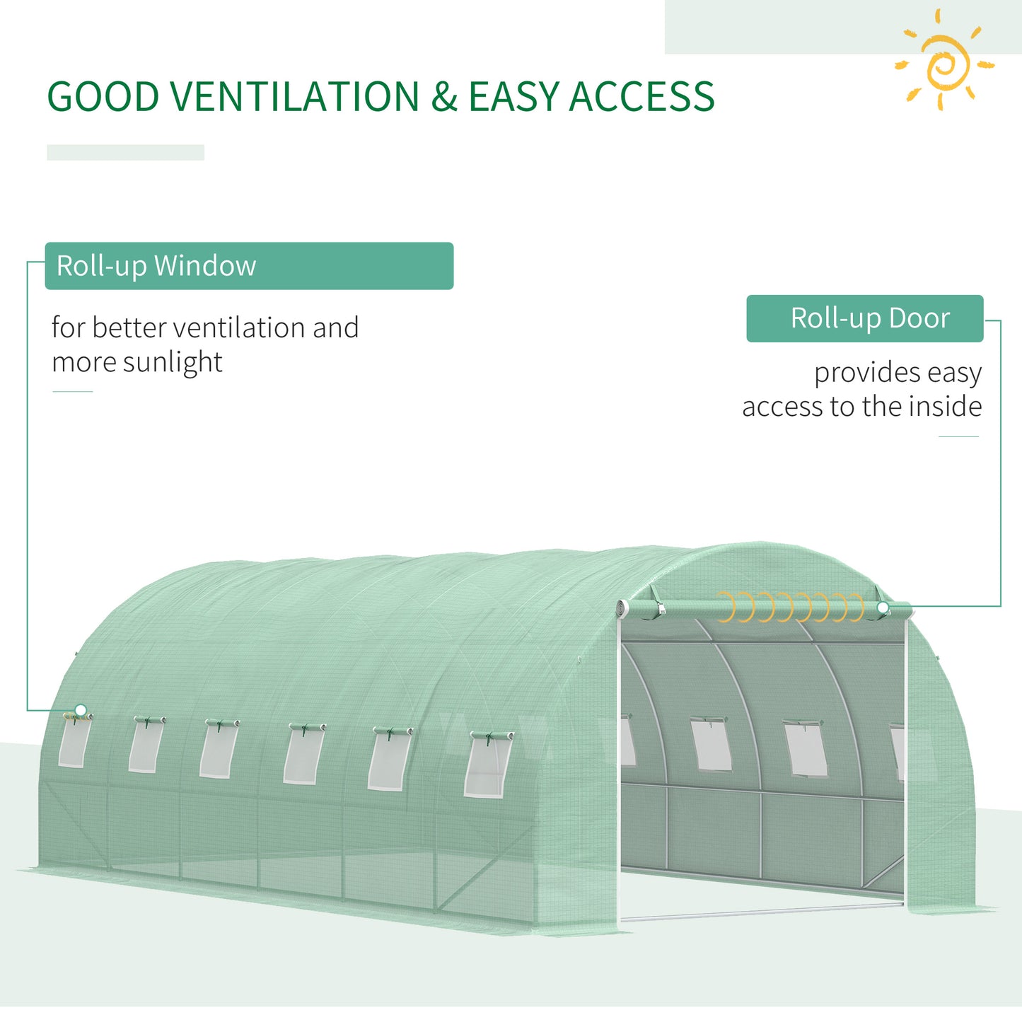 Greenhouse Polytunnel Flower Walk-In Shed Growing Steel Outdoor W/ Zipped Door