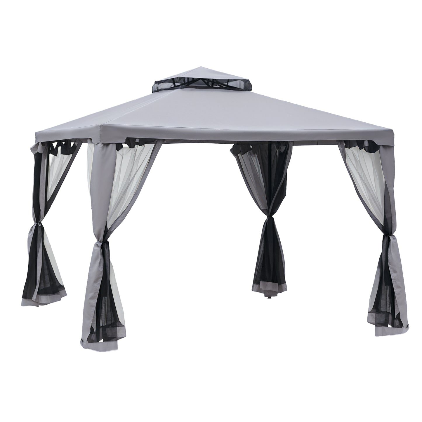 3 X 3(M) Metal Gazebo Outdoor 2-Tier Roof Marquee Party Tent with Netting