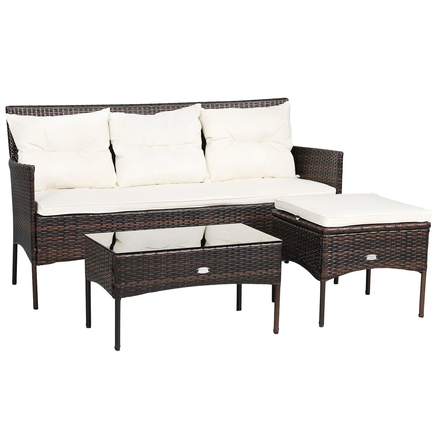 4 Seater Rattan Garden Furniture Set with Cushioned Sofa