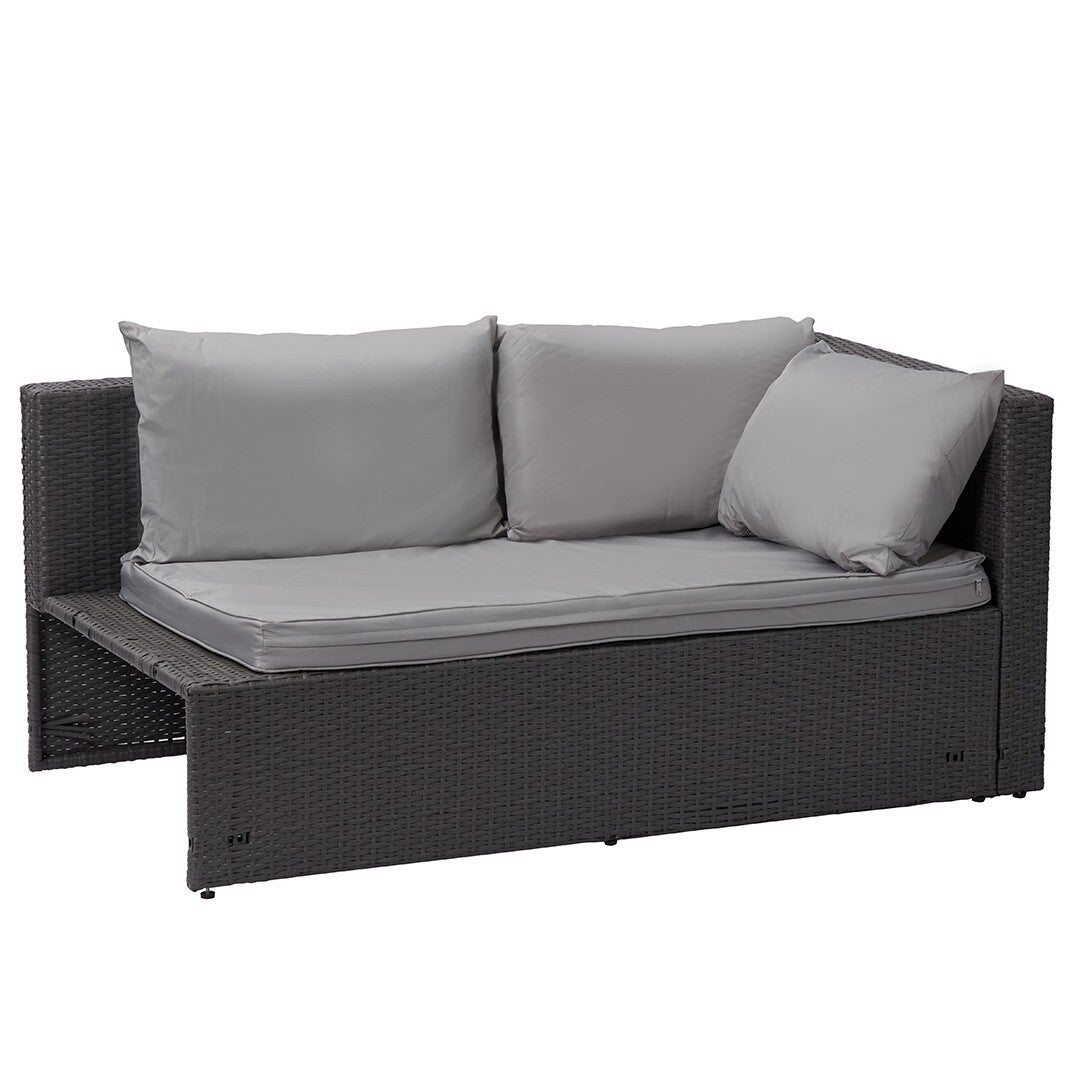 Nustone Garden Rattan Patio 3 Seat Sofa Set with Chaise Lounger and Footrest