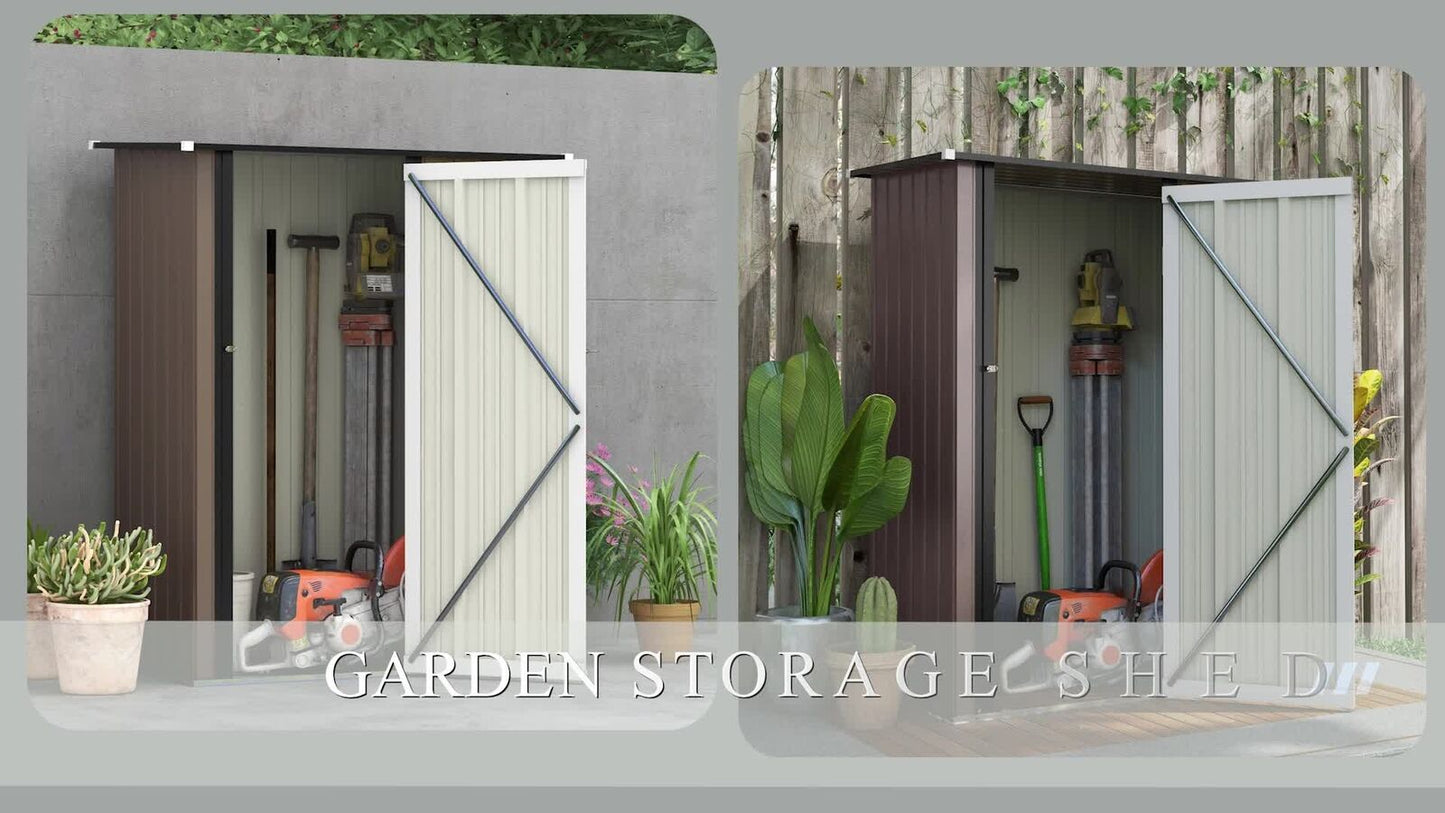 Outsunny Outdoor Storage Shed Steel Garden Shed W/ Lockable Door Brown