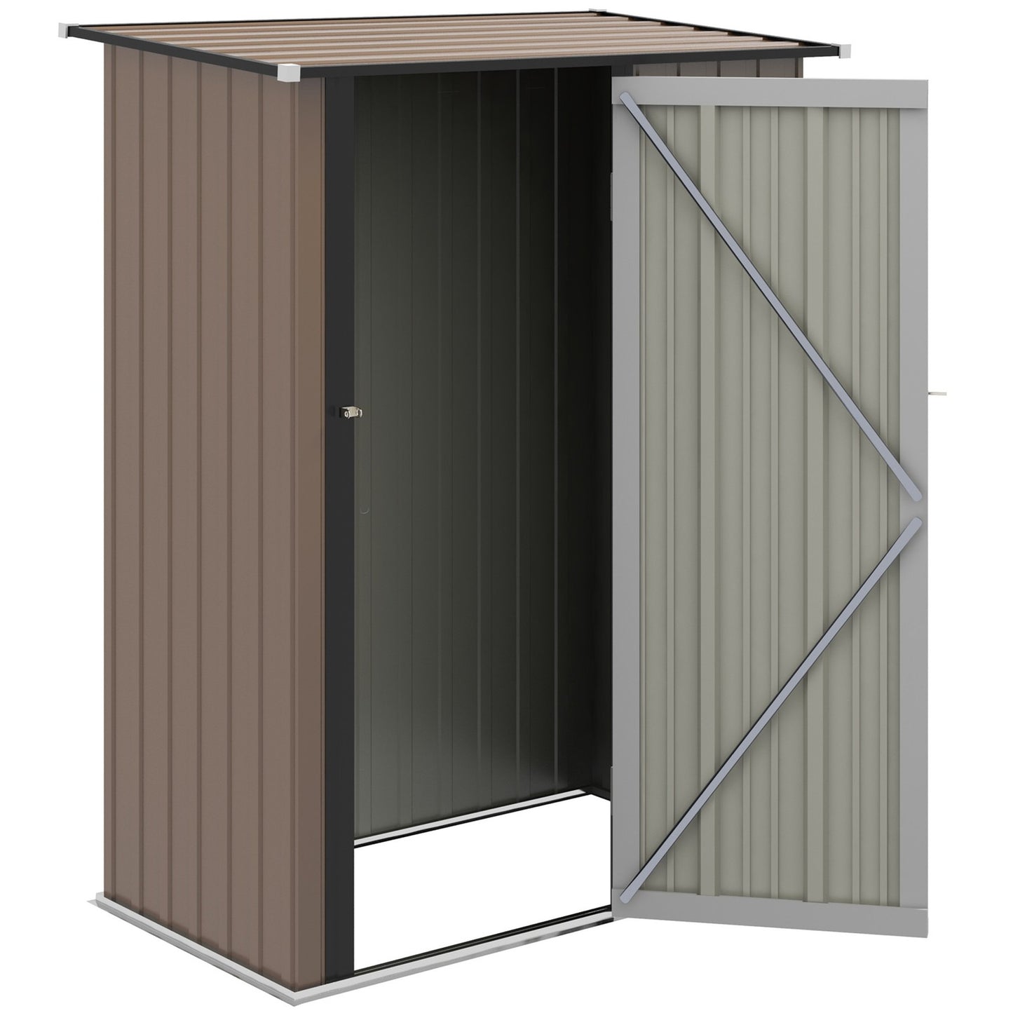 Outsunny Outdoor Storage Shed Steel Garden Shed W/ Lockable Door Brown