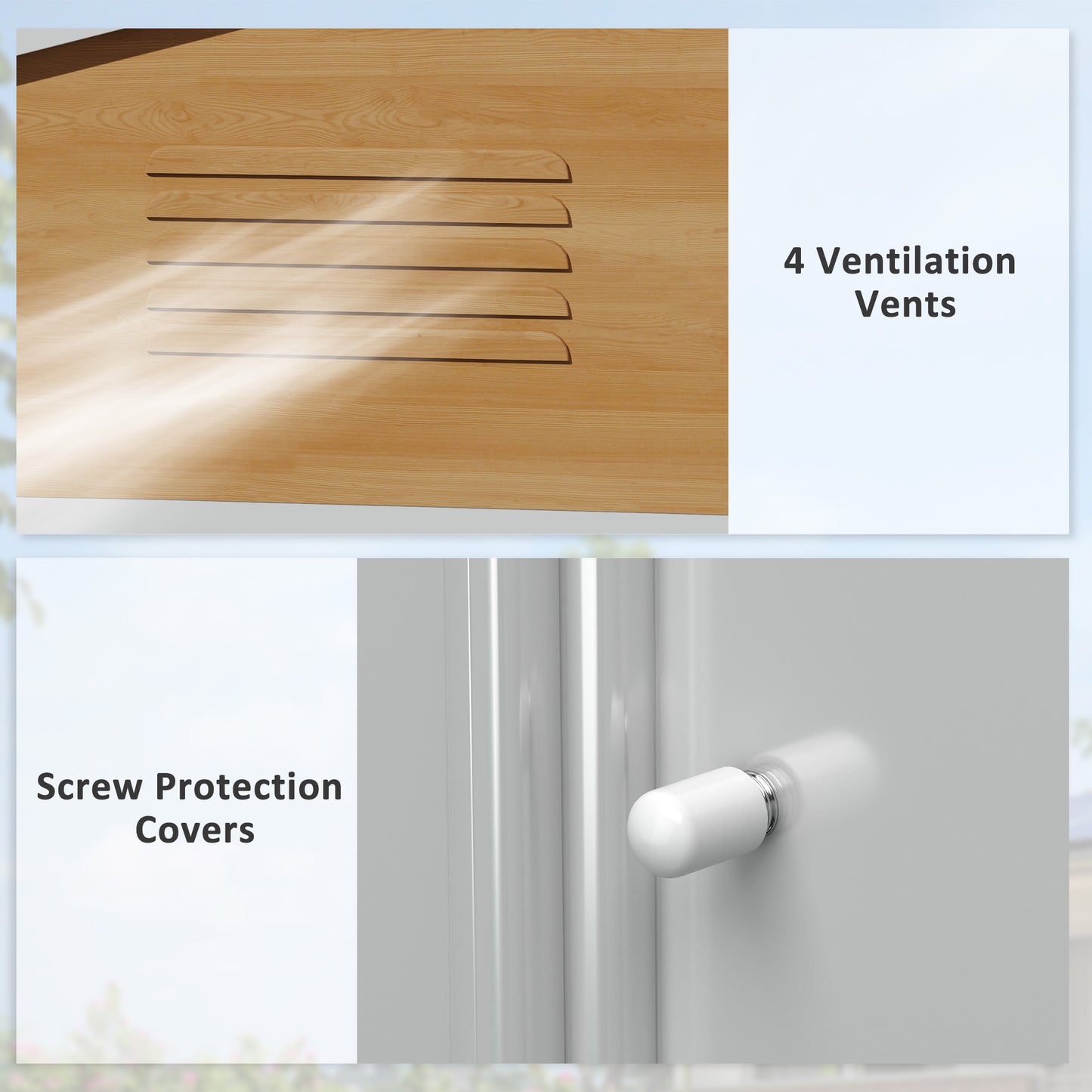 Garden Storage Shed with Ventilation Double Sliding Door Outdoor Tool Box