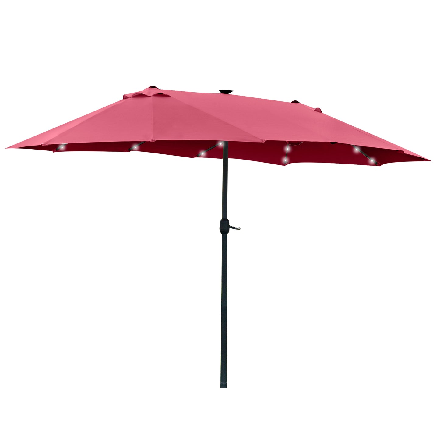 4.4M Double-Sided Sun Umbrella Patio Parasol with LED Solar Lights for Garden