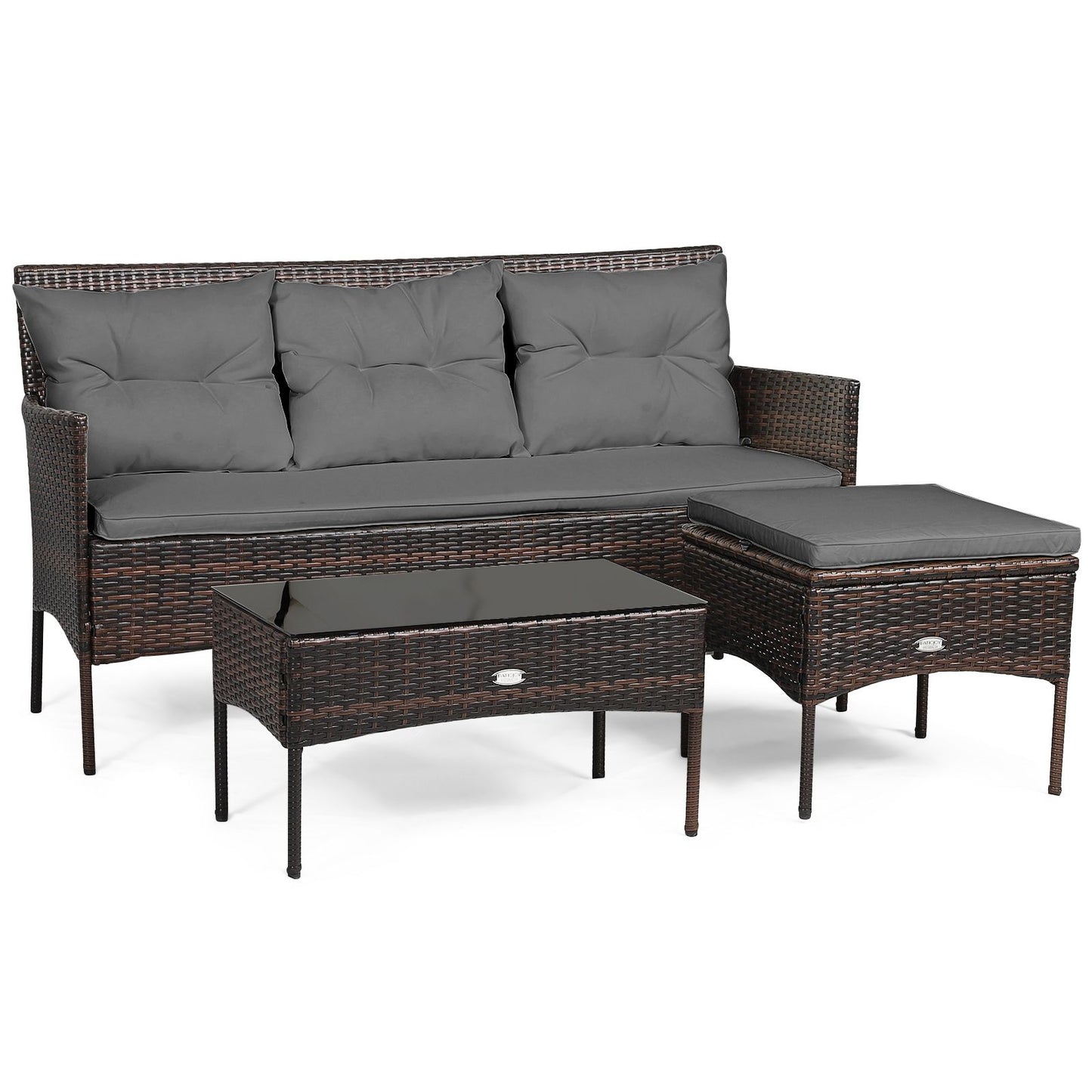 4 Seater Rattan Garden Furniture Set with Cushioned Sofa