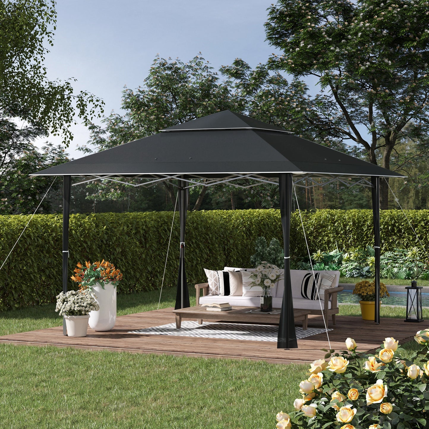 4 X 4M Outdoor Pop up Canopy Tent Gazebo W/ Steel Frame Adjustable Legs and Bag