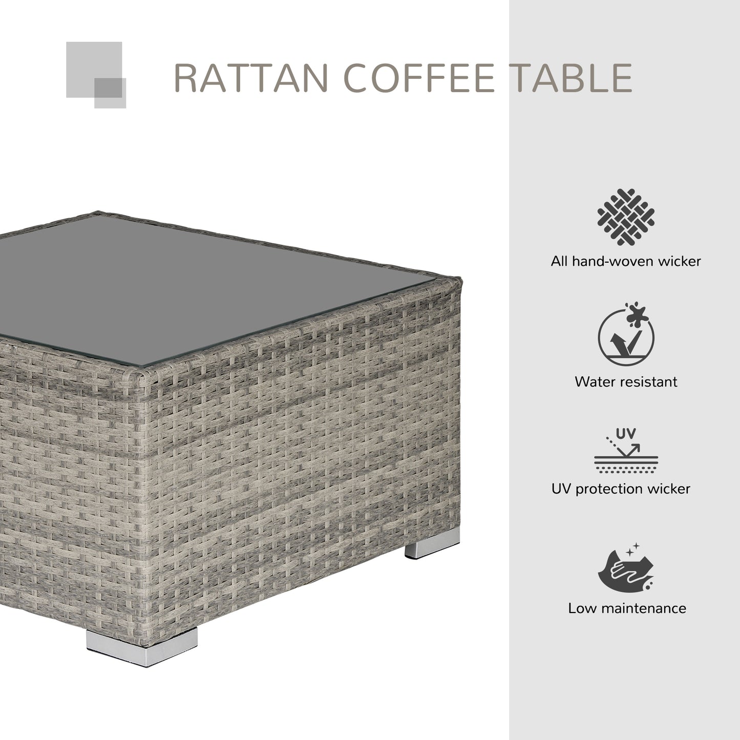 Garden Outdoor Rattan Corner Sofa,Single Sofa,Coffee Table Grey/Deep Grey