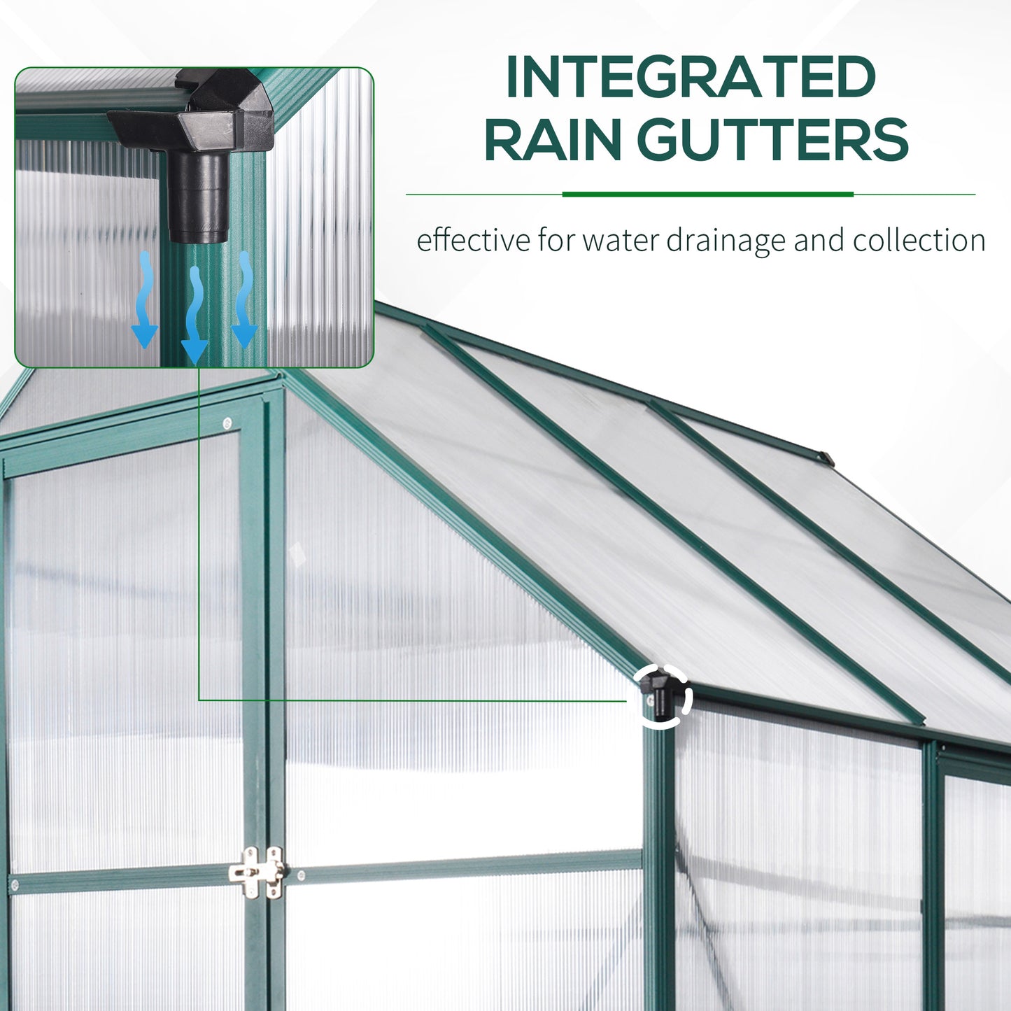 Walk-In Greenhouse Outdoor Polycarbonate Aluminium with Foundation Plant Bed