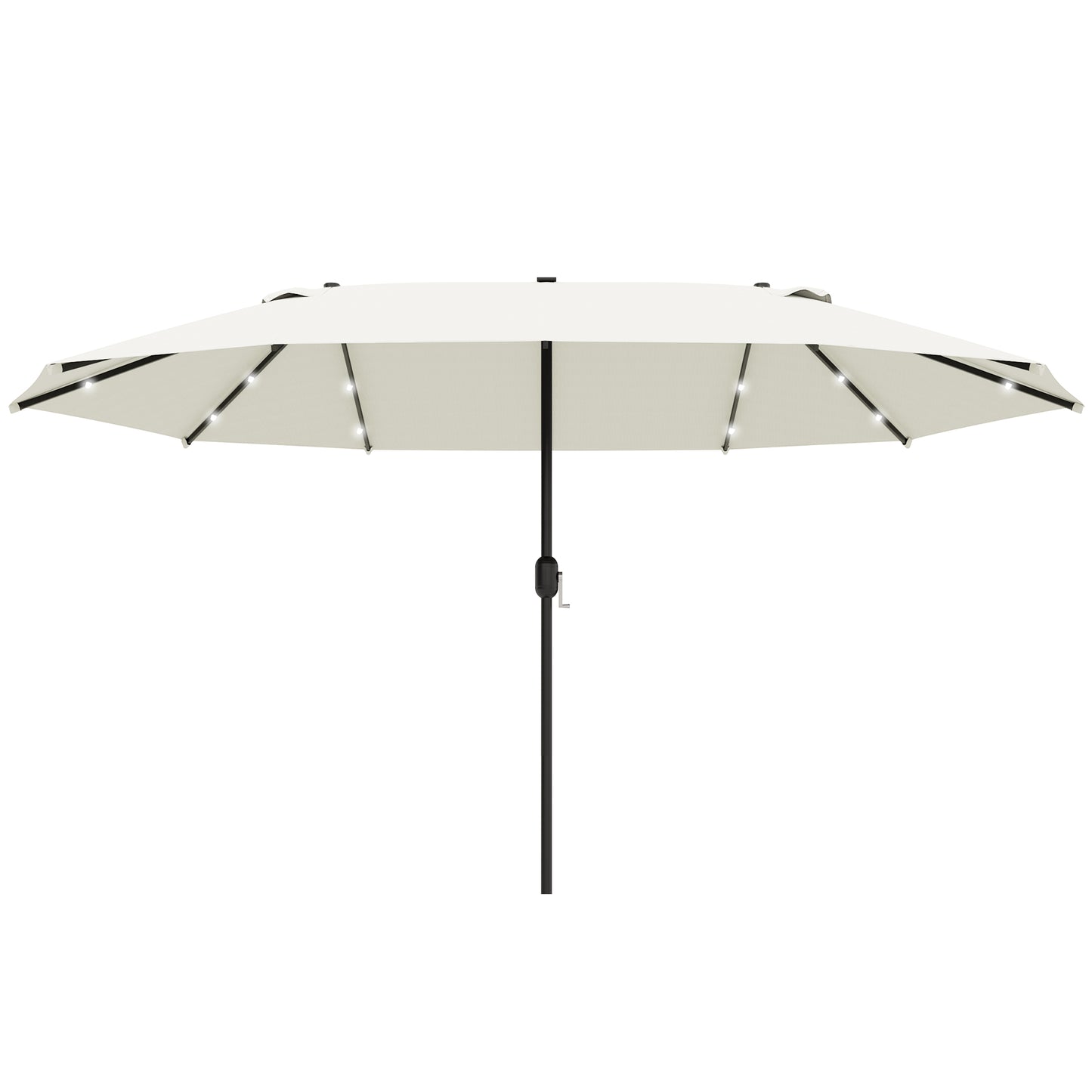 4.4M Double-Sided Sun Umbrella Patio Parasol with LED Solar Lights for Garden
