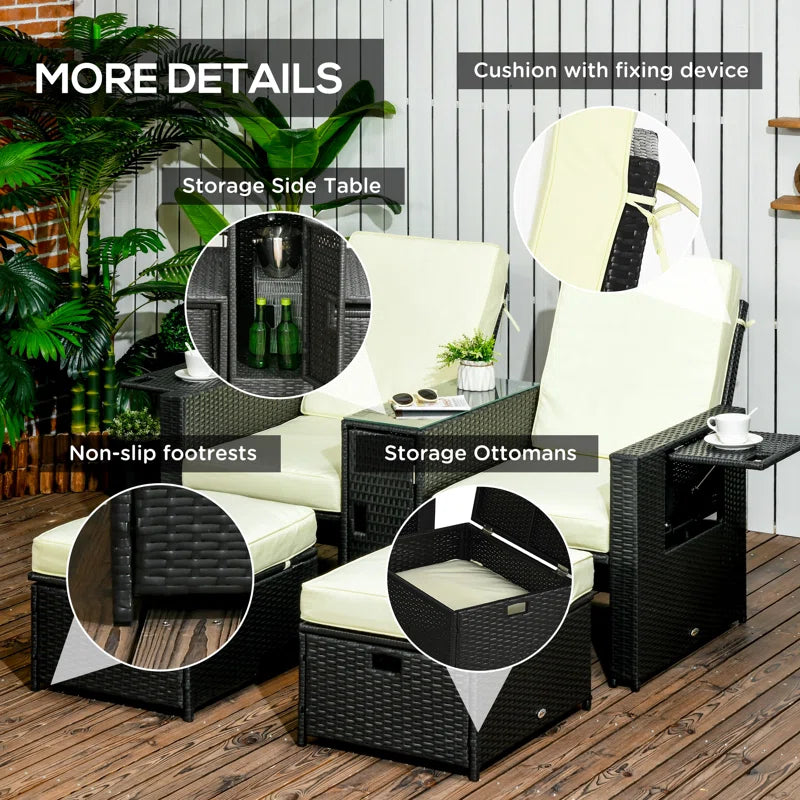 Latton Rattan 2 - Person Seating Group with Cushions