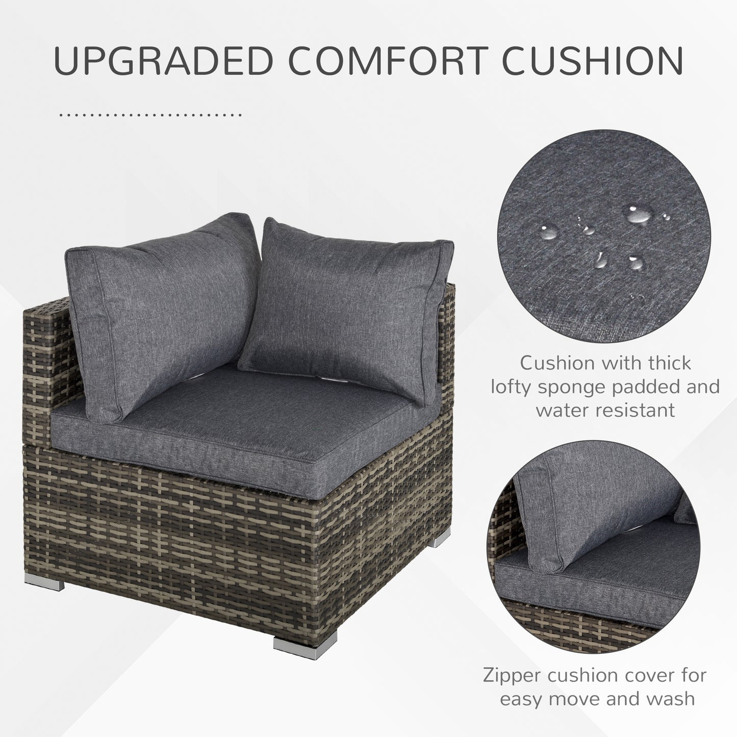 Garden Outdoor Rattan Corner Sofa,Single Sofa,Coffee Table Grey/Deep Grey