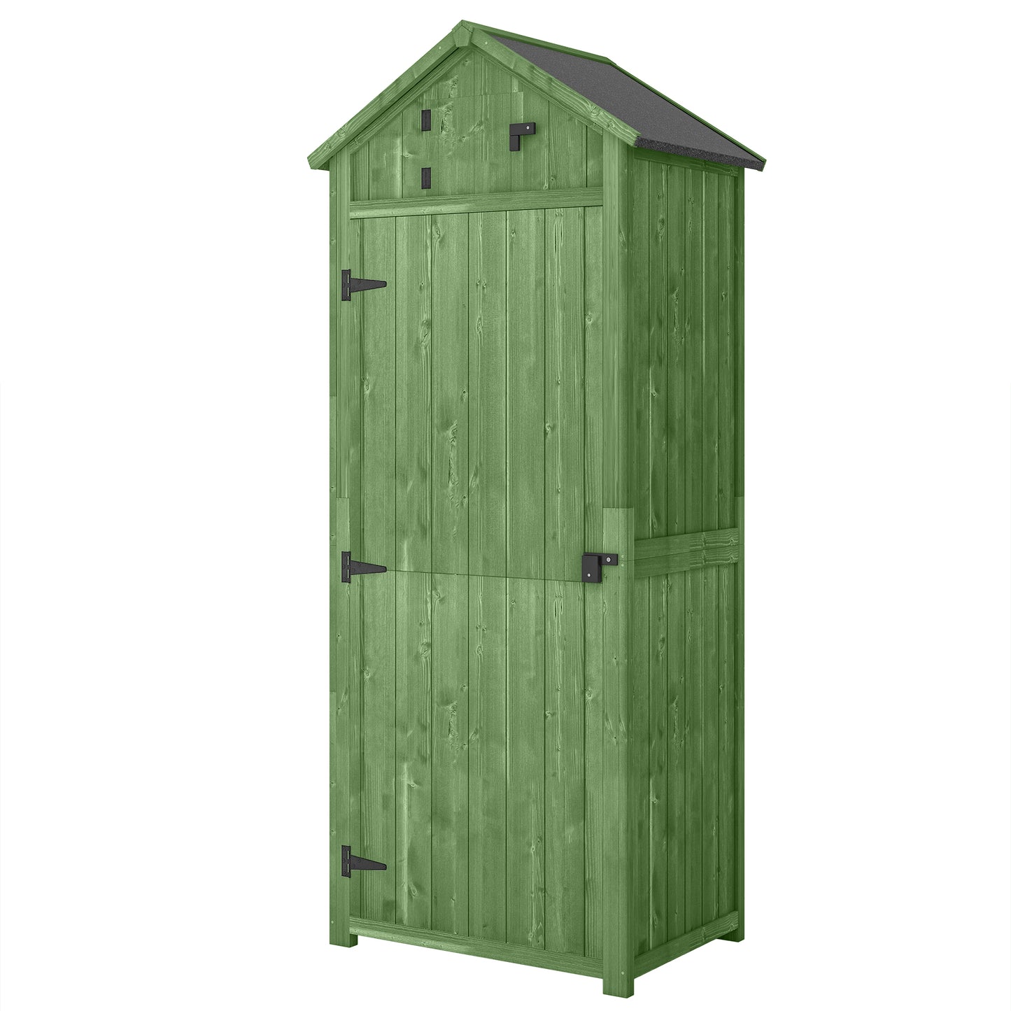 Garden Storage Shed 3 Utility Shelf Tool House W/ Asphalt Roof Lockabke Door