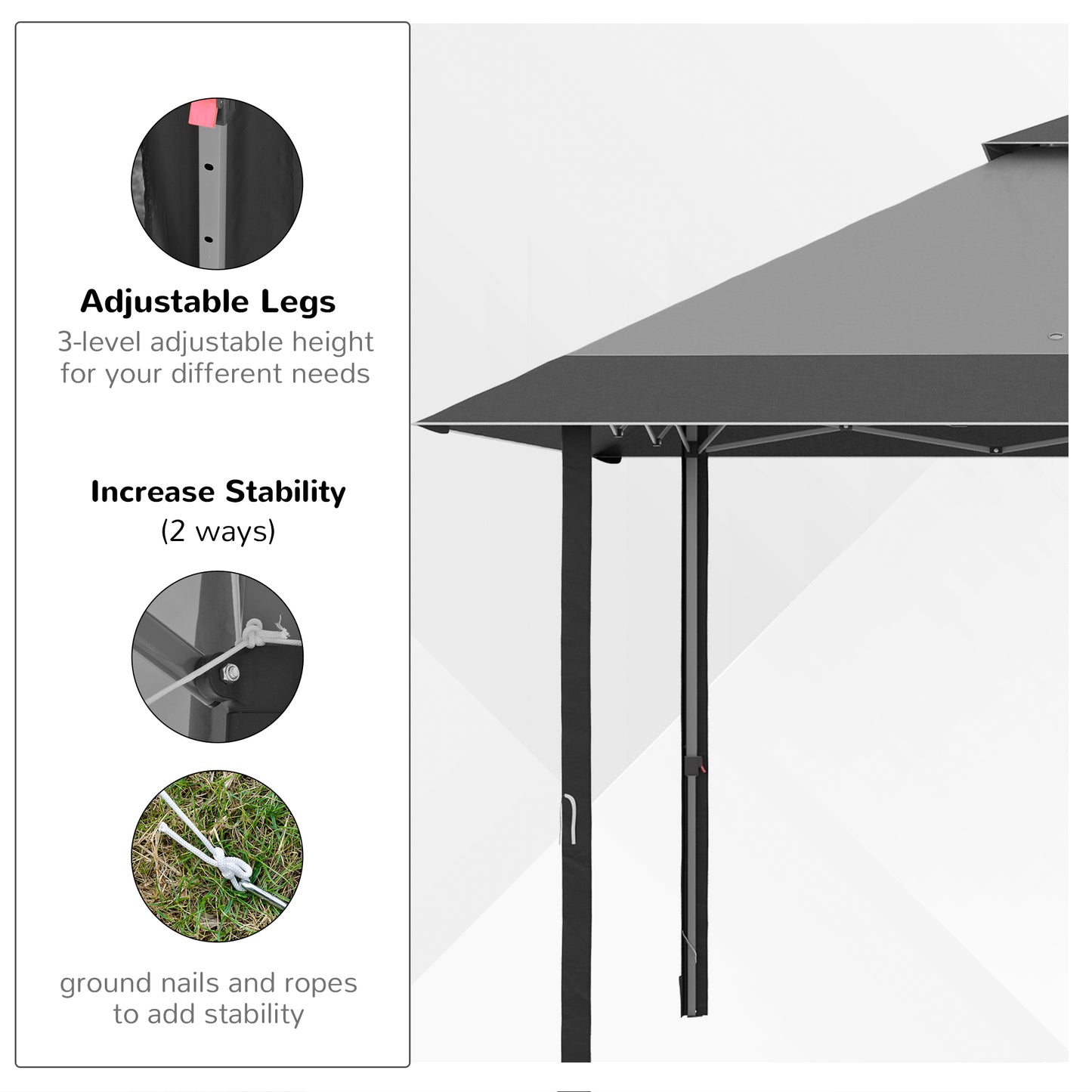 4 X 4M Outdoor Pop up Canopy Tent Gazebo W/ Steel Frame Adjustable Legs and Bag