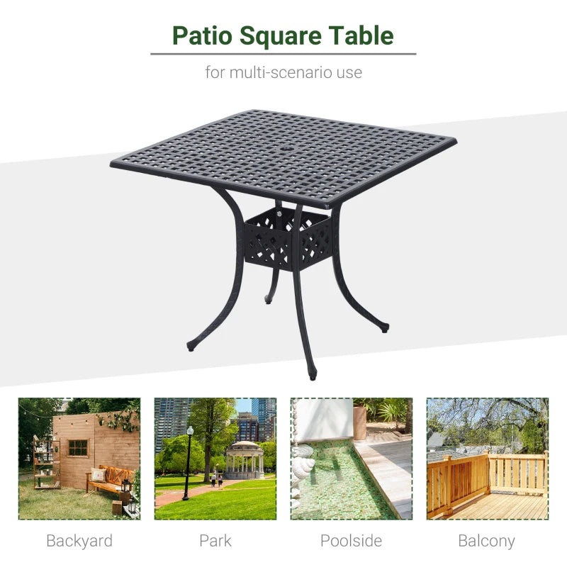 Outsunny 90cm Square Garden Table with Umbrella Hole