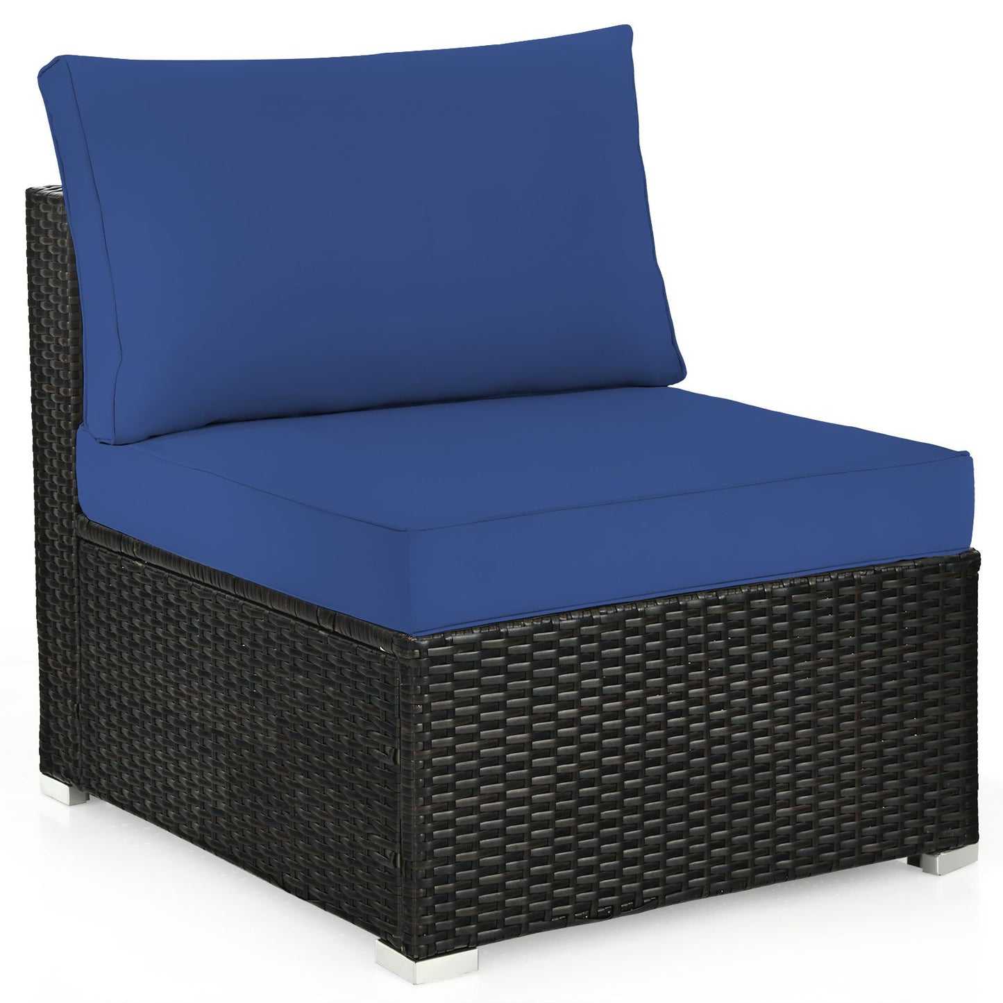 6 Piece Outdoor Rattan Sofa Set with Soft Seat and Back Cushions