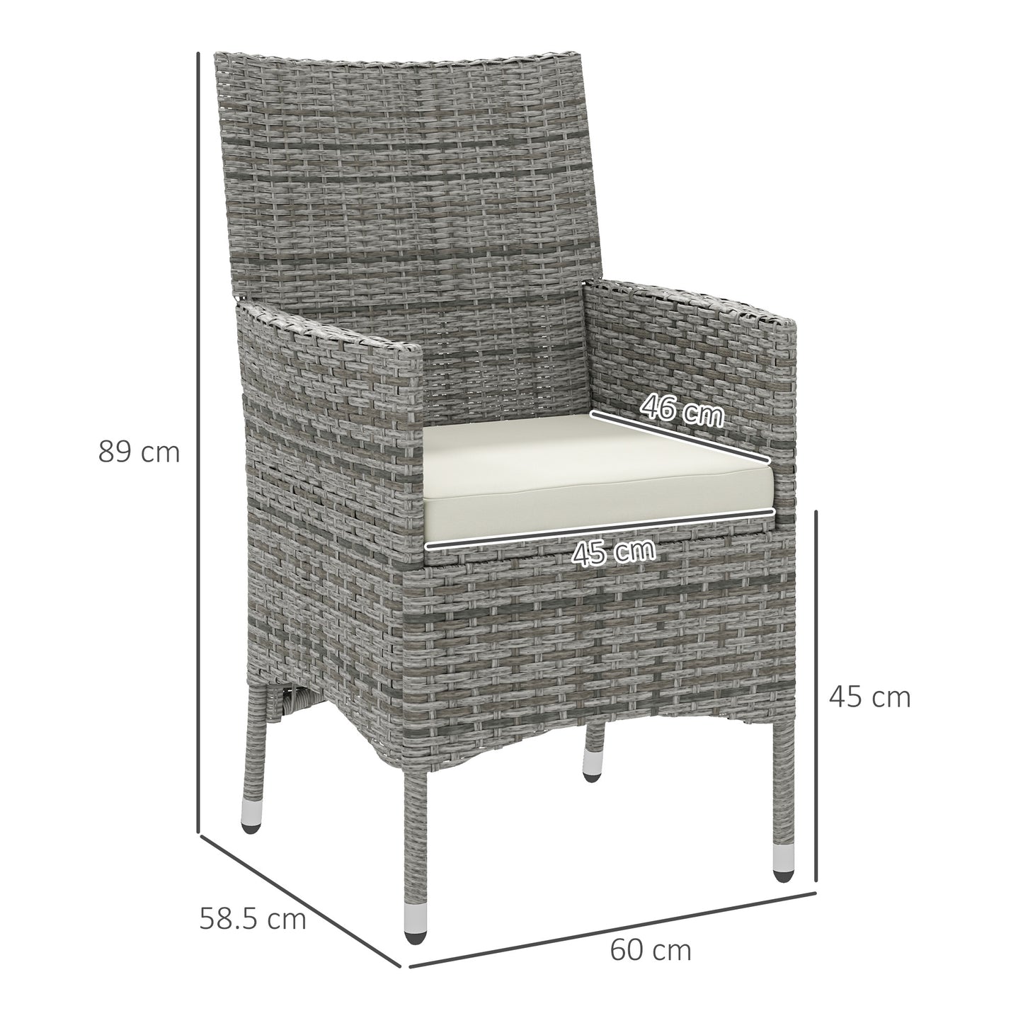 Rattan Chair Patio Sofa Chairs Set Cushioned Outdoor Rattan Furniture Armrests