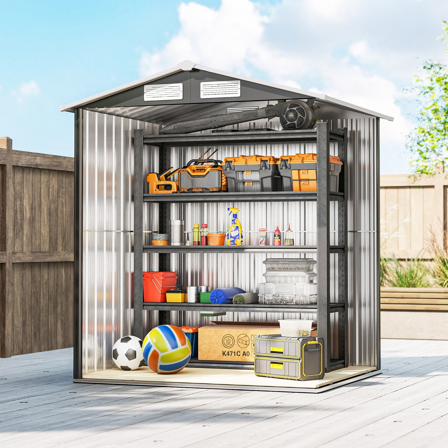 Outsunny 5Ft X 4.3Ft Outdoor Metal Storage Shed with Sliding Door Sloped Roof