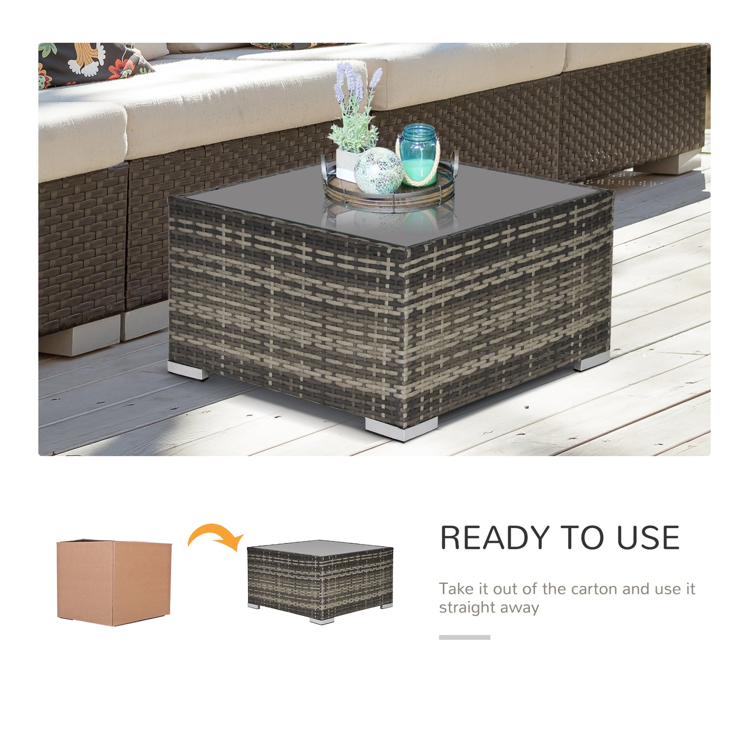 Garden Outdoor Rattan Corner Sofa,Single Sofa,Coffee Table Grey/Deep Grey