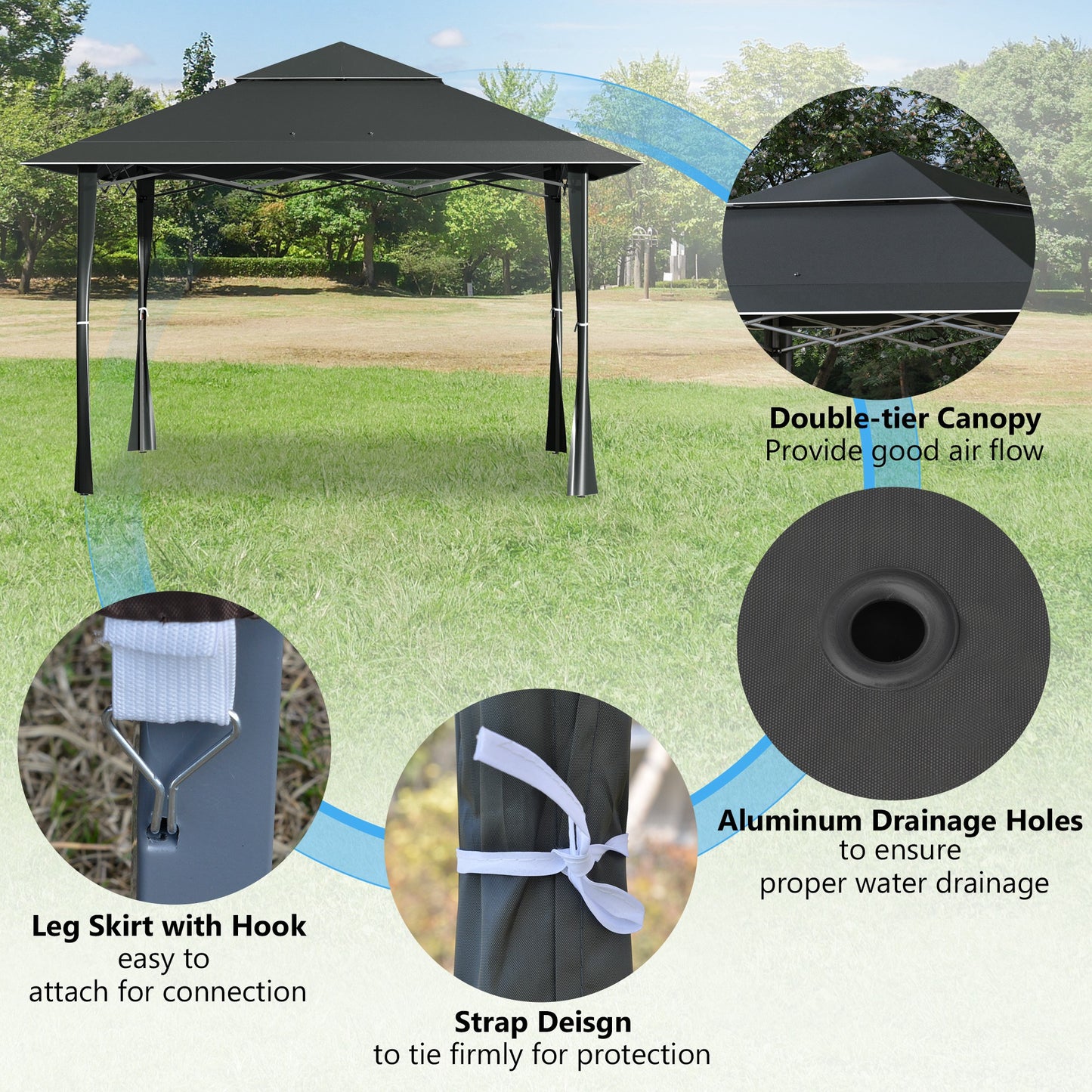 4 X 4M Outdoor Pop up Canopy Tent Gazebo W/ Steel Frame Adjustable Legs and Bag