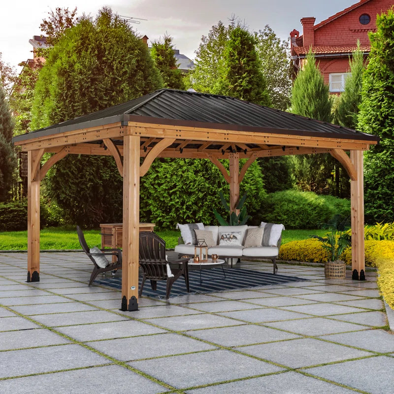 Barrington Cedar Patio Gazebo 4.8M X 3.6M (16Ft X 12Ft)