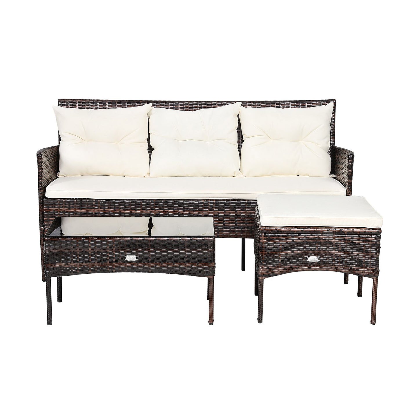 4 Seater Rattan Garden Furniture Set with Cushioned Sofa