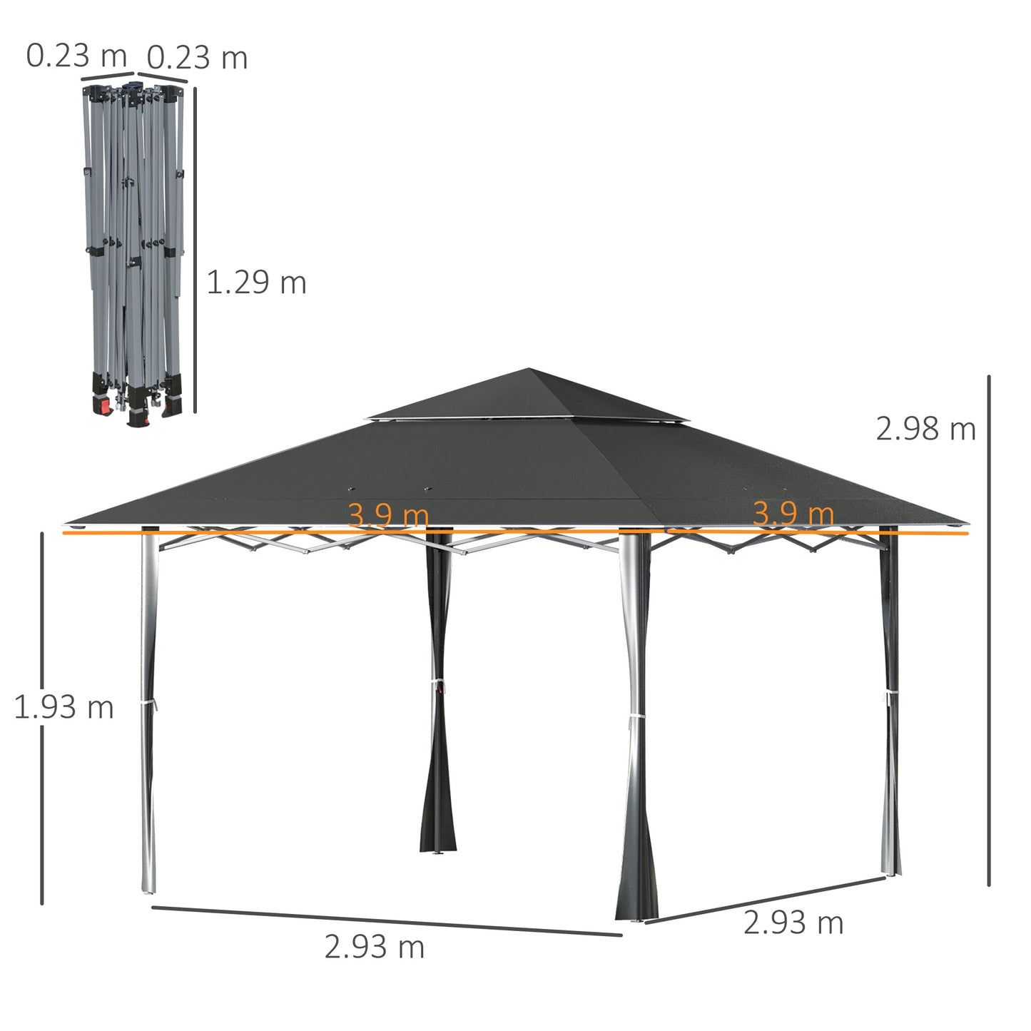 4 X 4M Outdoor Pop up Canopy Tent Gazebo W/ Steel Frame Adjustable Legs and Bag