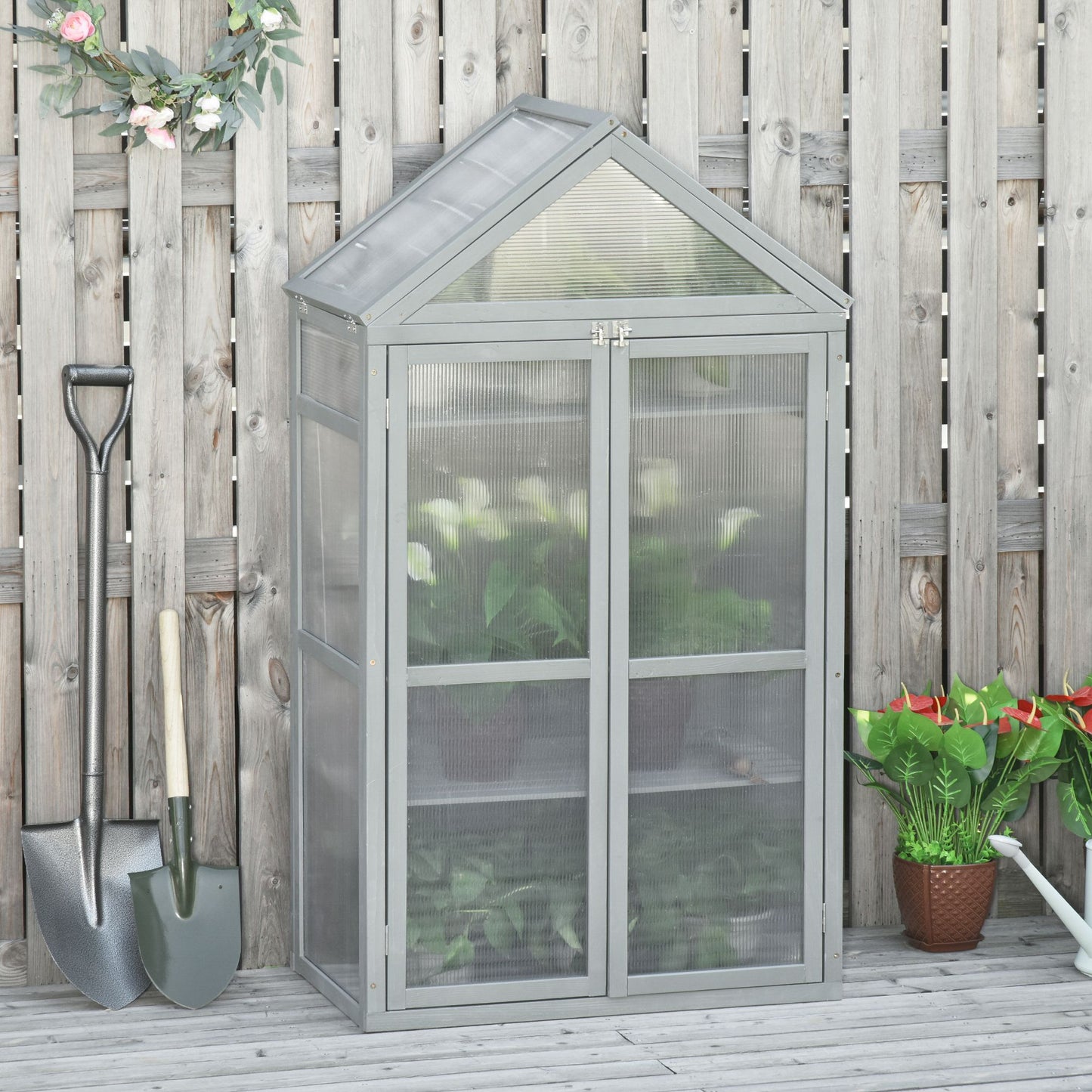 80 X 47 X 138 Cm Wooden Cold Frame Greenhouse for Plants Vegetables Flowers
