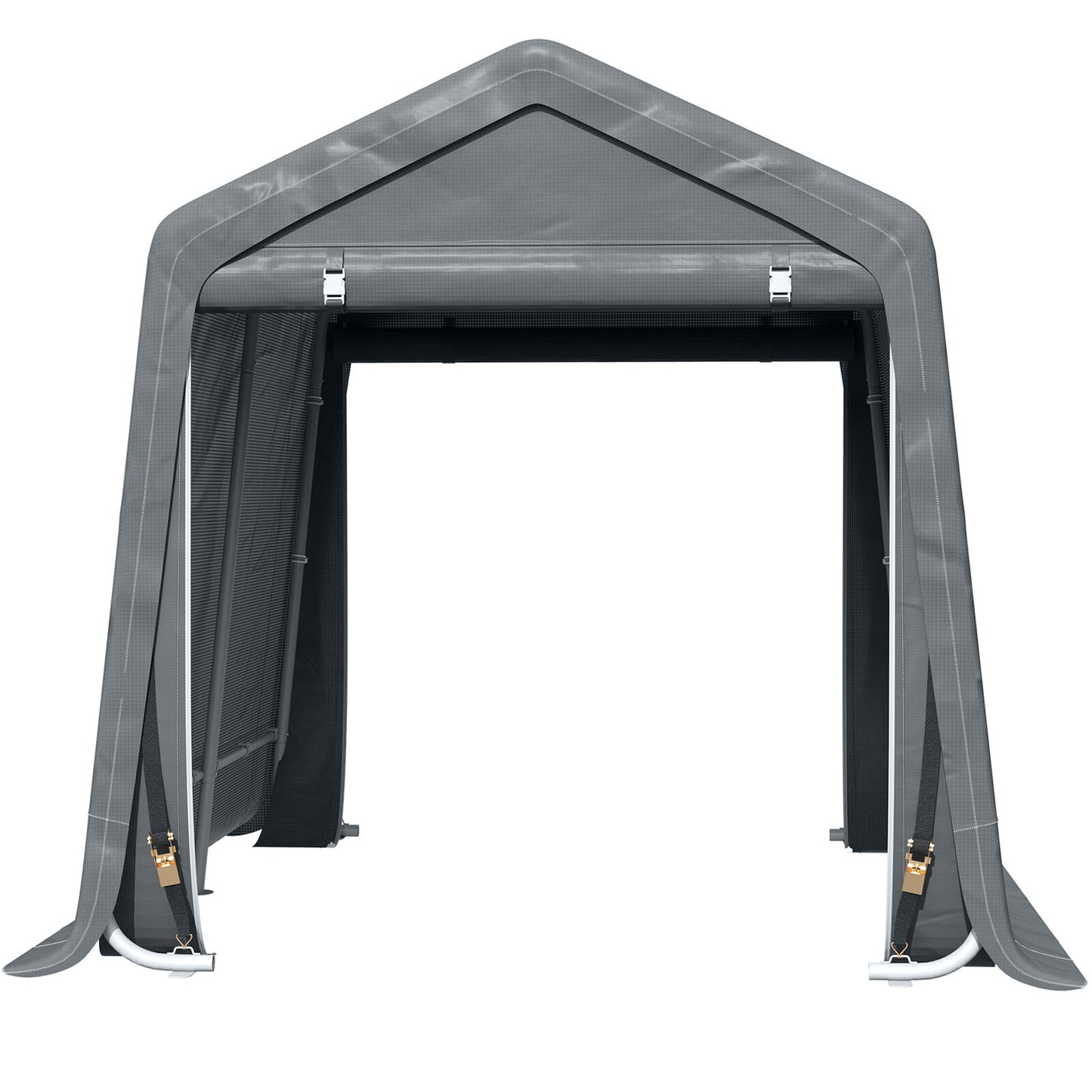 2.8M X 2.4M Garden Garage Storage Tent Metal Frame Bike Shed W/ Zipper Doors