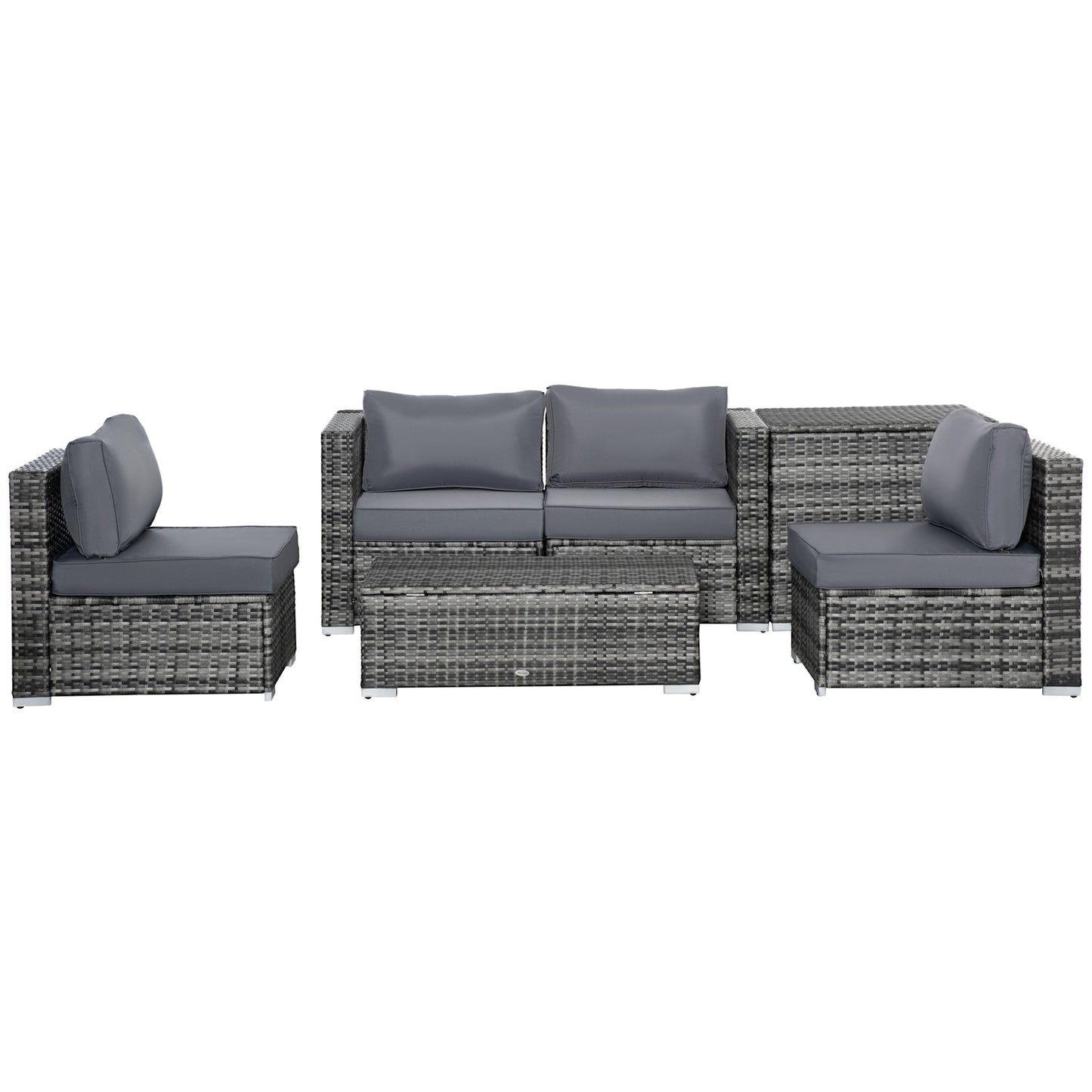 6 Pcs Rattan Furniture Sofa Set Side Table Garden Patio Conversation W/ Cushion