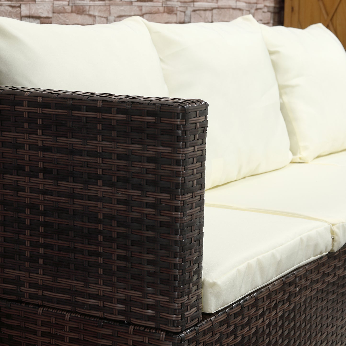 Rattan Garden Furniture Sofa Patio Conservatory Wicker W/Cushion 4-Seater