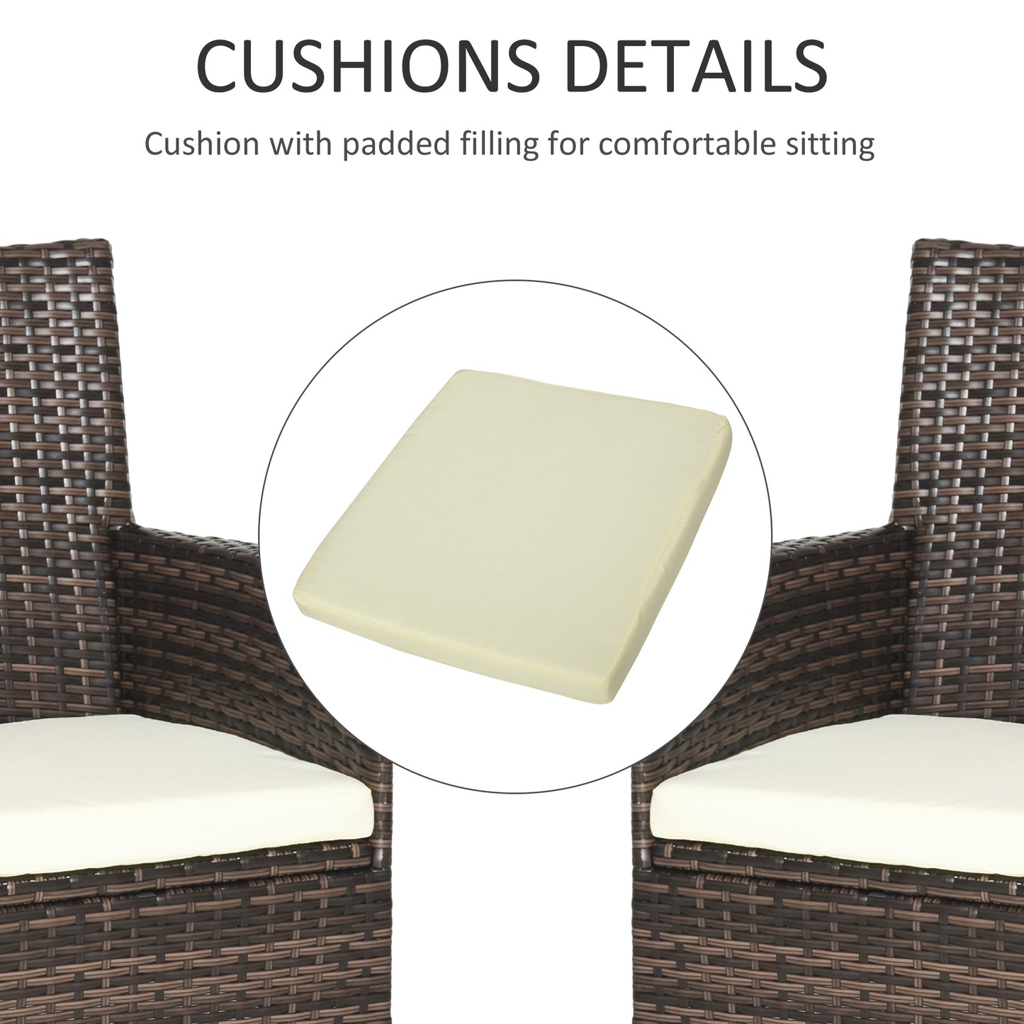 Rattan Chair Patio Sofa Chairs Set Cushioned Outdoor Rattan Furniture Armrests