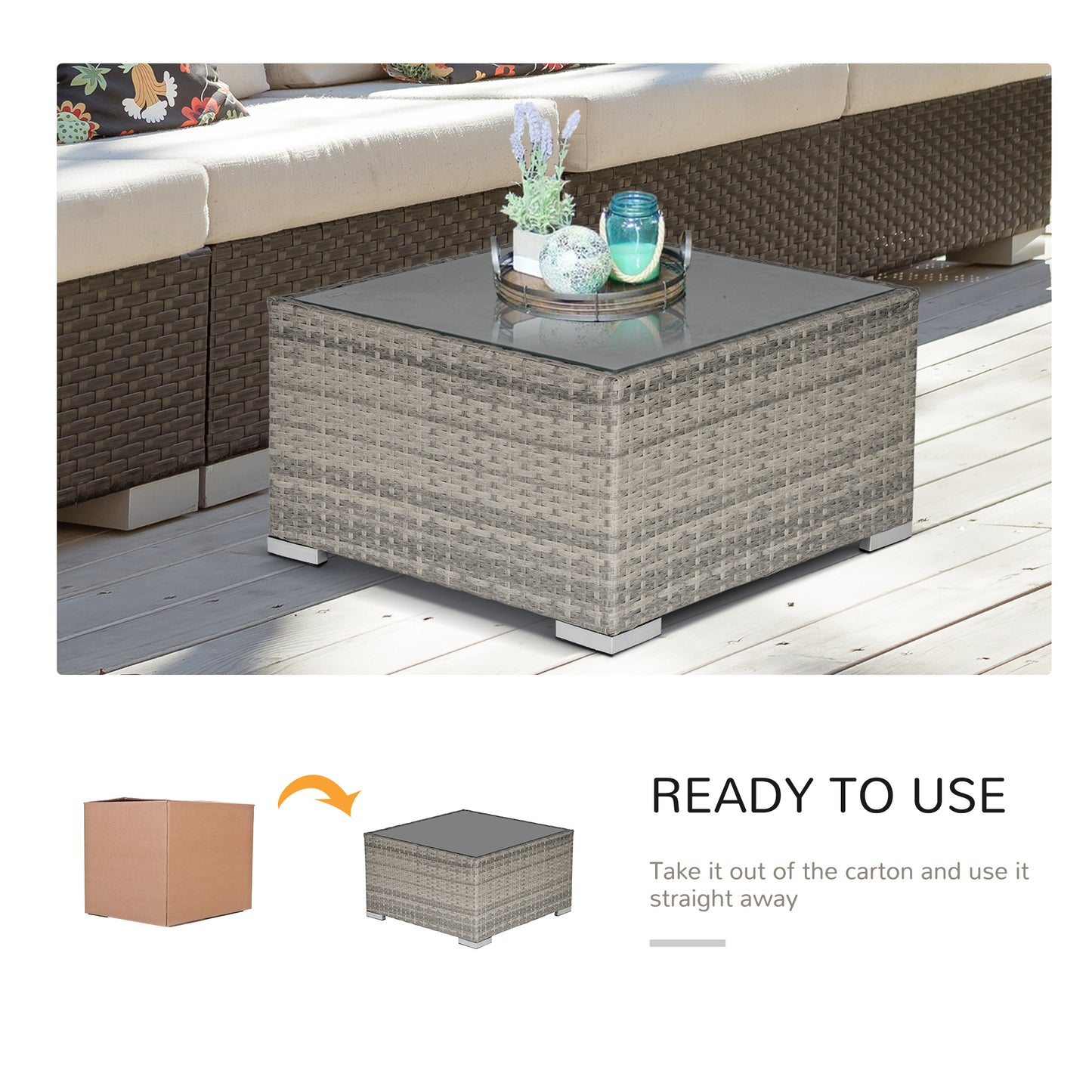 Garden Outdoor Rattan Corner Sofa,Single Sofa,Coffee Table Grey/Deep Grey