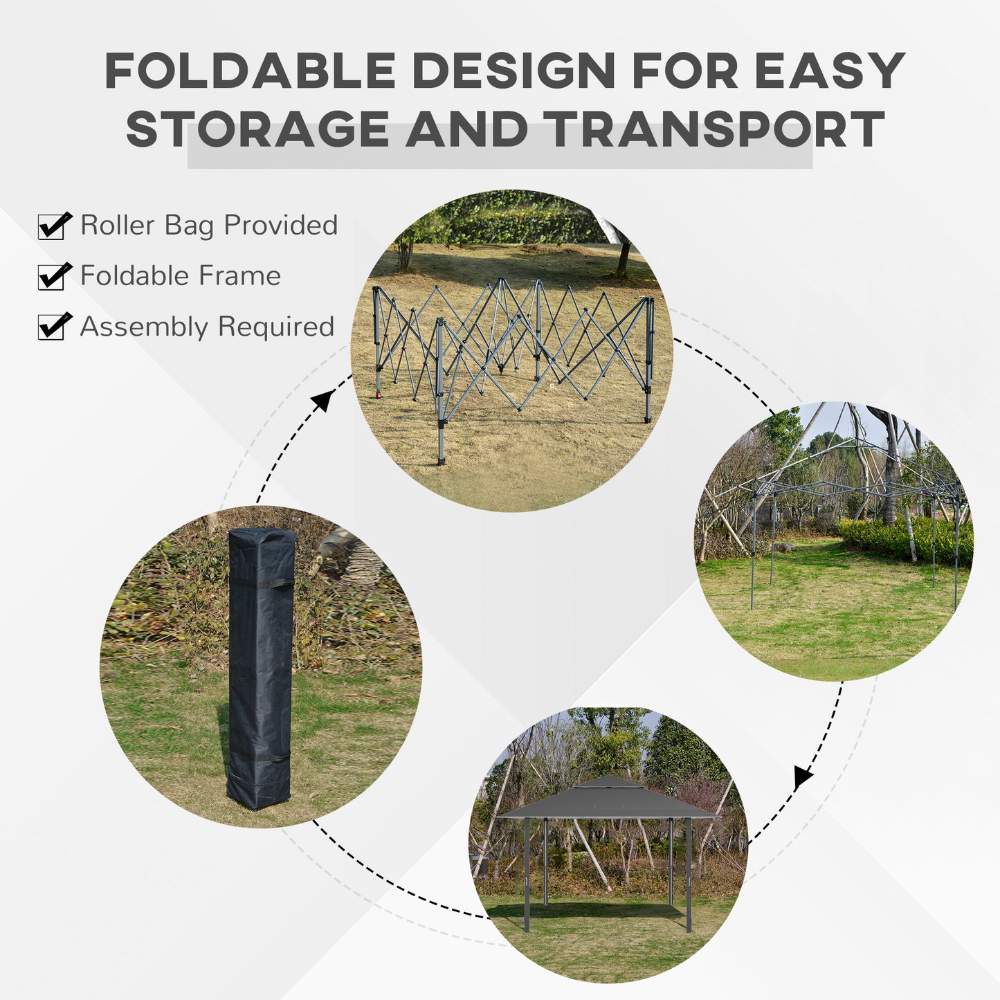 4 X 4M Outdoor Pop up Canopy Tent Gazebo W/ Steel Frame Adjustable Legs and Bag