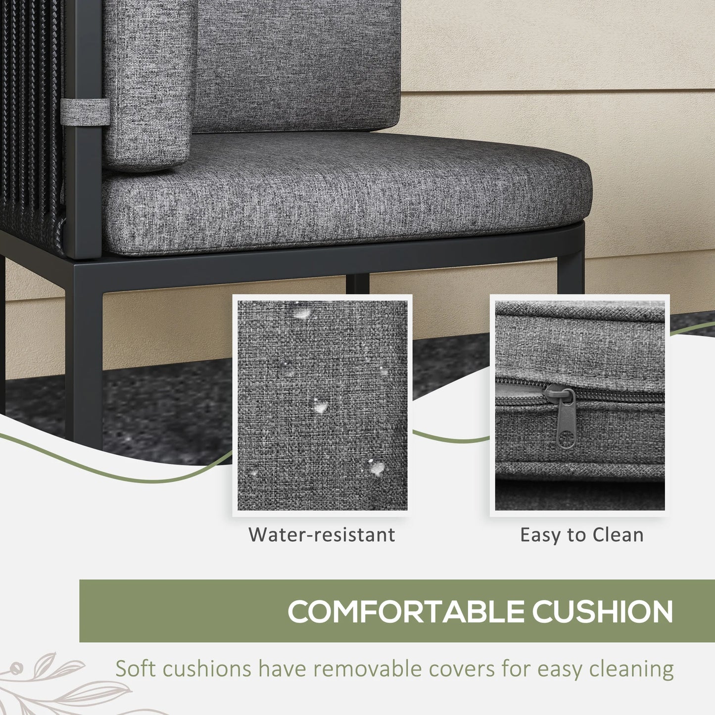 4 Seater Rattan Dining Set with Cushions, Charcoal Grey