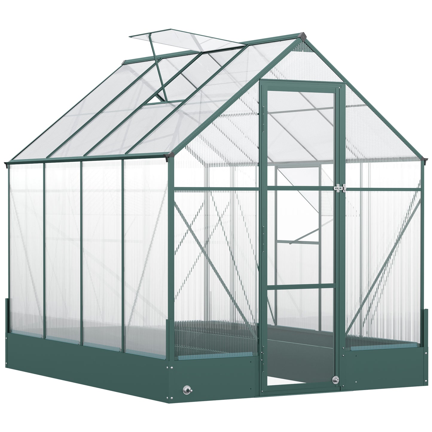 Walk-In Greenhouse Outdoor Polycarbonate Aluminium with Foundation Plant Bed