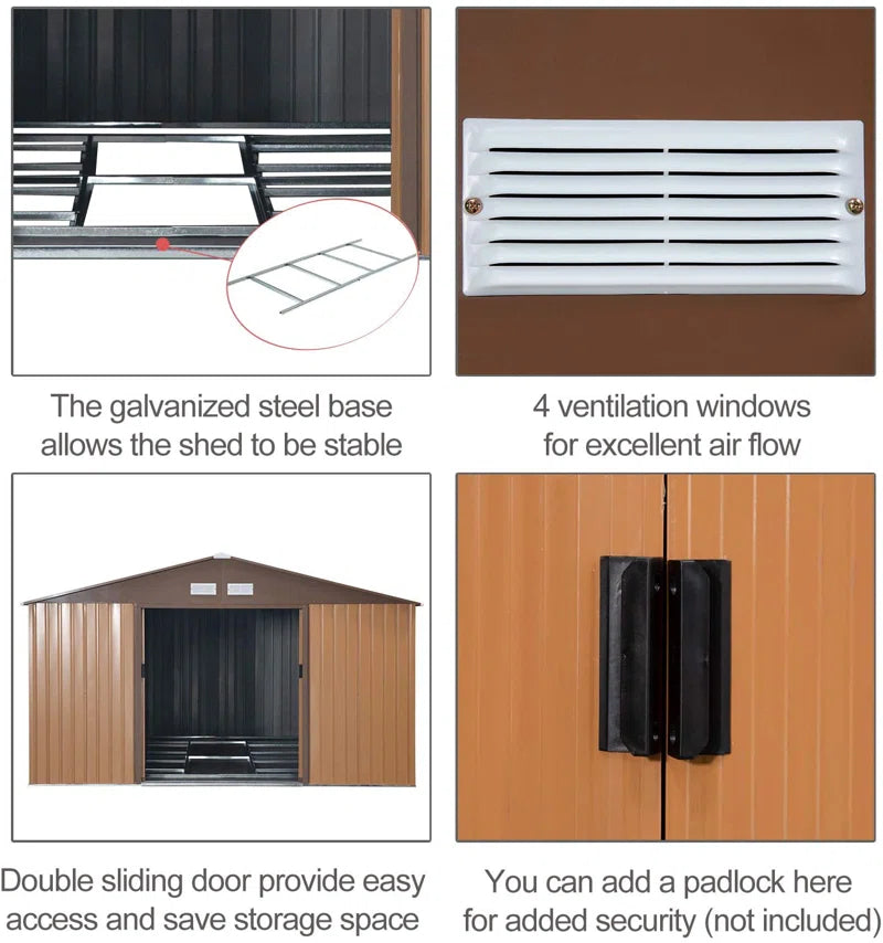 11 Ft. W X 13 Ft. D Metal Garden Shed