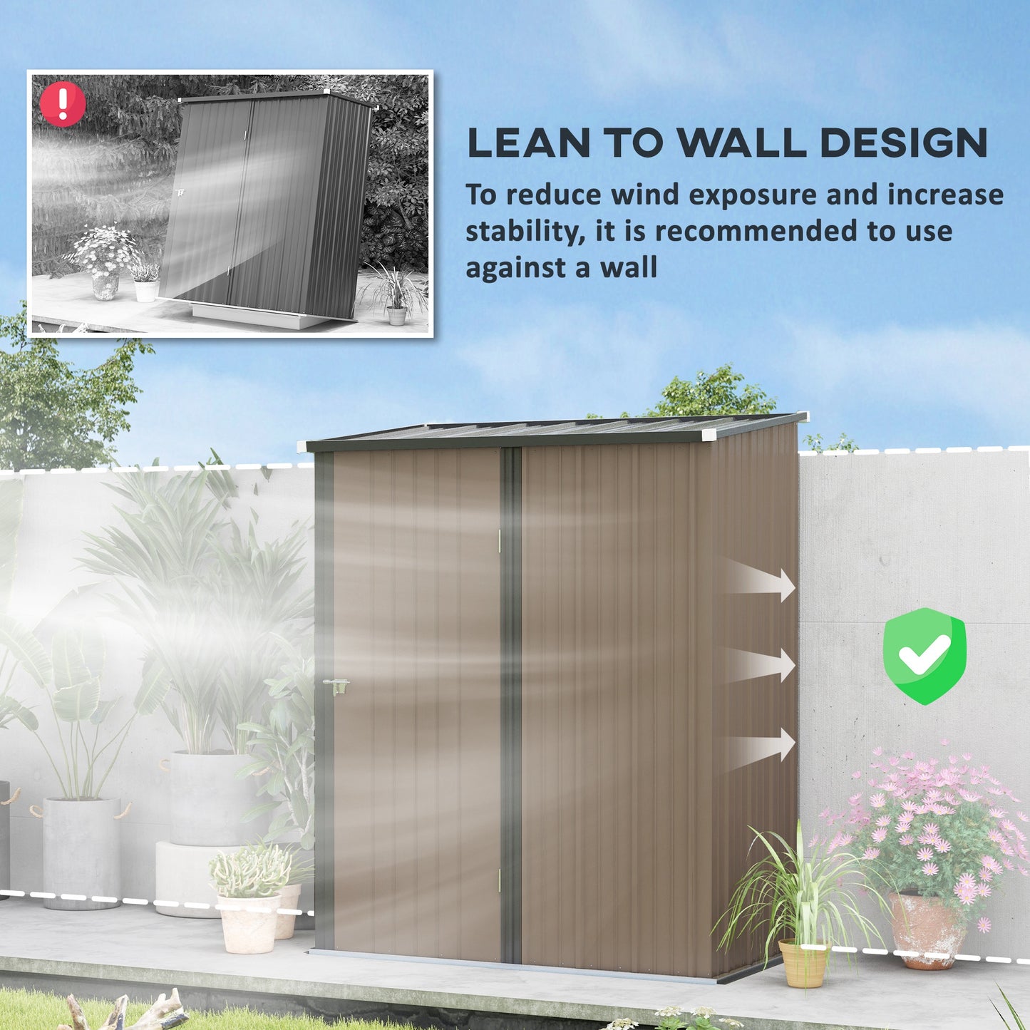 Outdoor Storage Shed Steel Garden Shed W/ Lockable Door for Garden