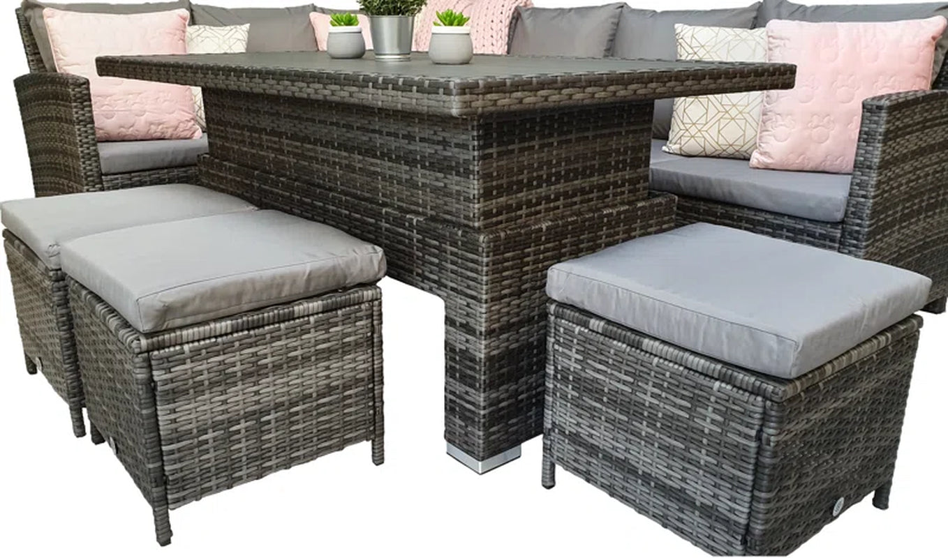 Brungardt 9 Seater Rattan Corner Sofa Set