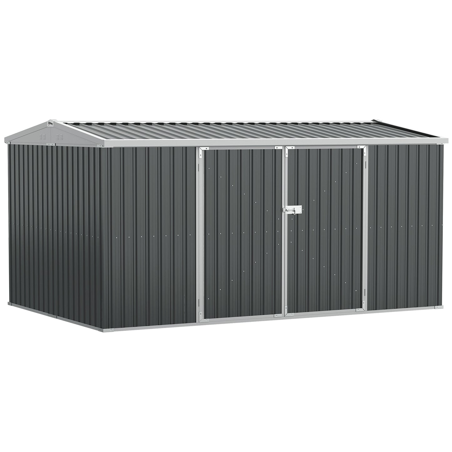 Outdoor Metal Garden Storage Shed W/ Lockable Door for Backyard Patio Lawn Grey