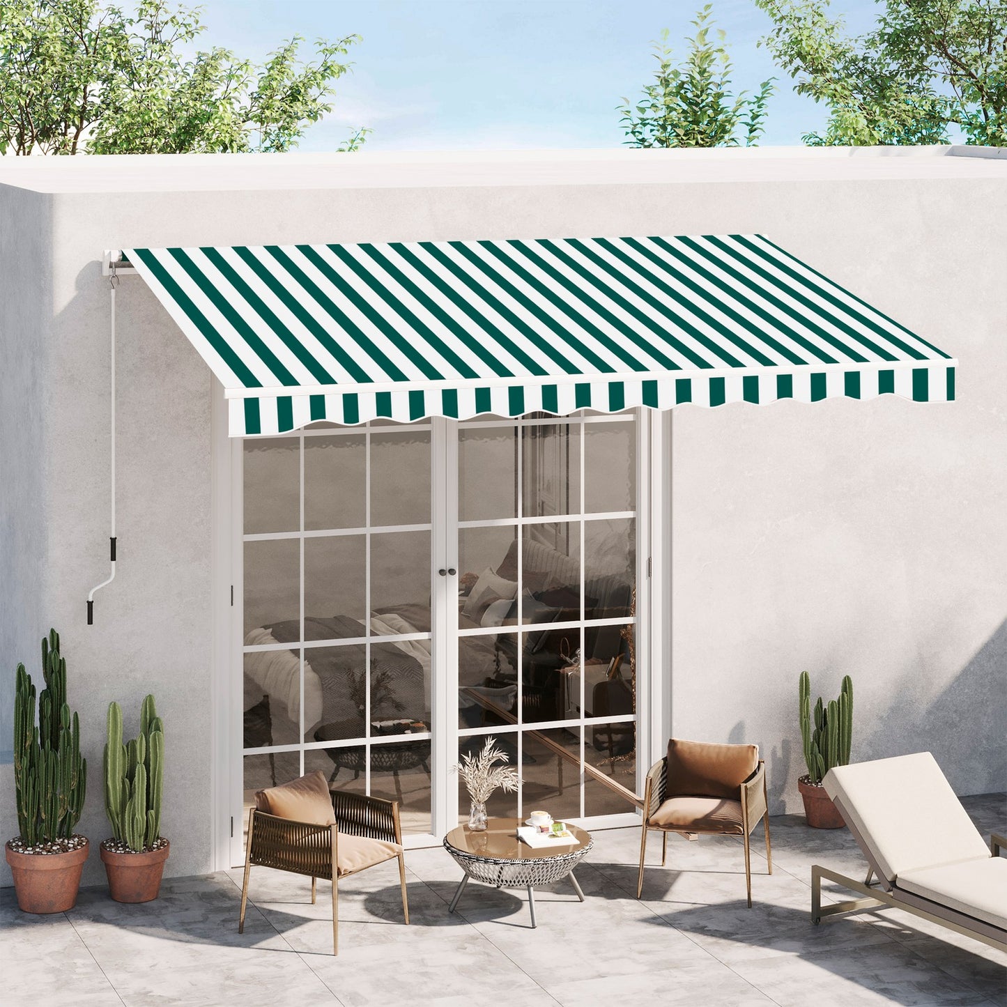 Garden Patio Manual Awning Canopy Sun Shade Shelter Retractable 4 Size 5 Colour