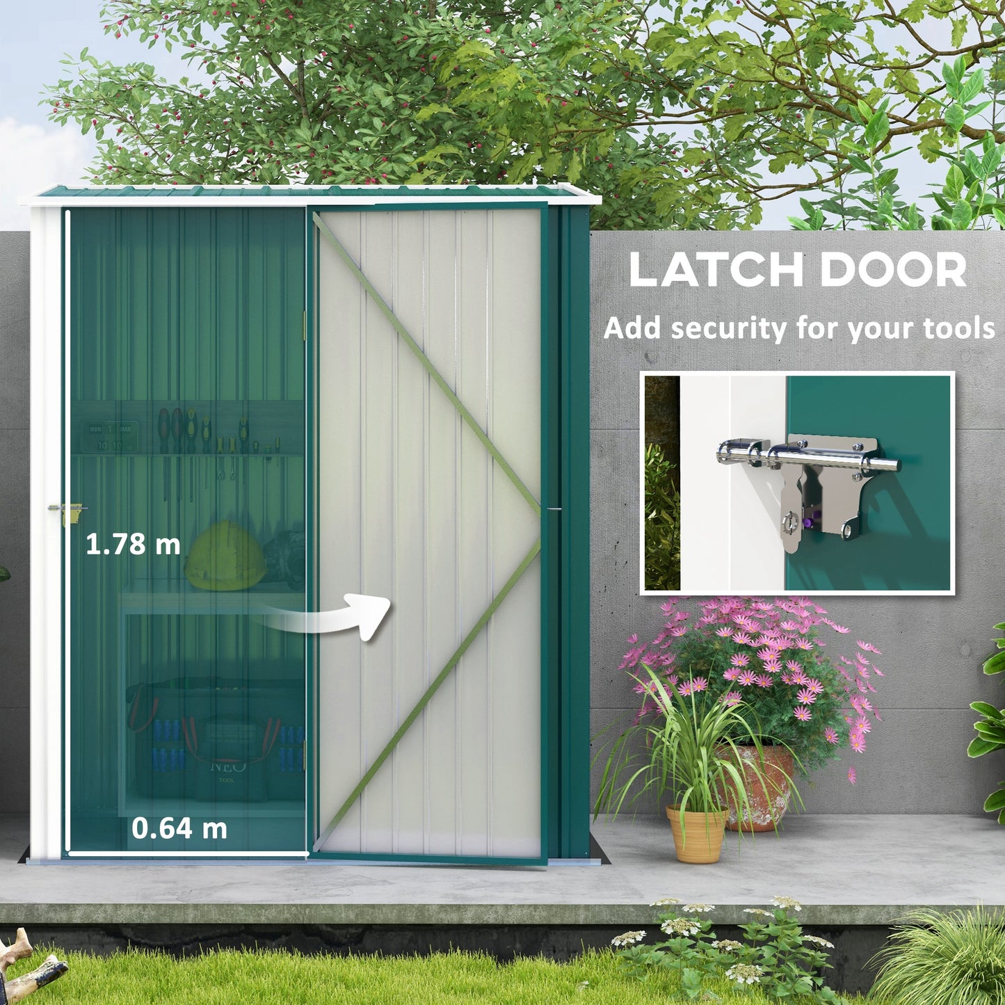 Outdoor Storage Shed Steel Garden Shed W/ Lockable Door for Garden
