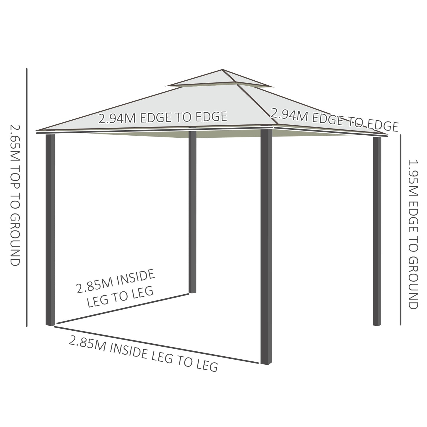 3 X 3(M) Metal Gazebo Outdoor 2-Tier Roof Marquee Party Tent with Netting