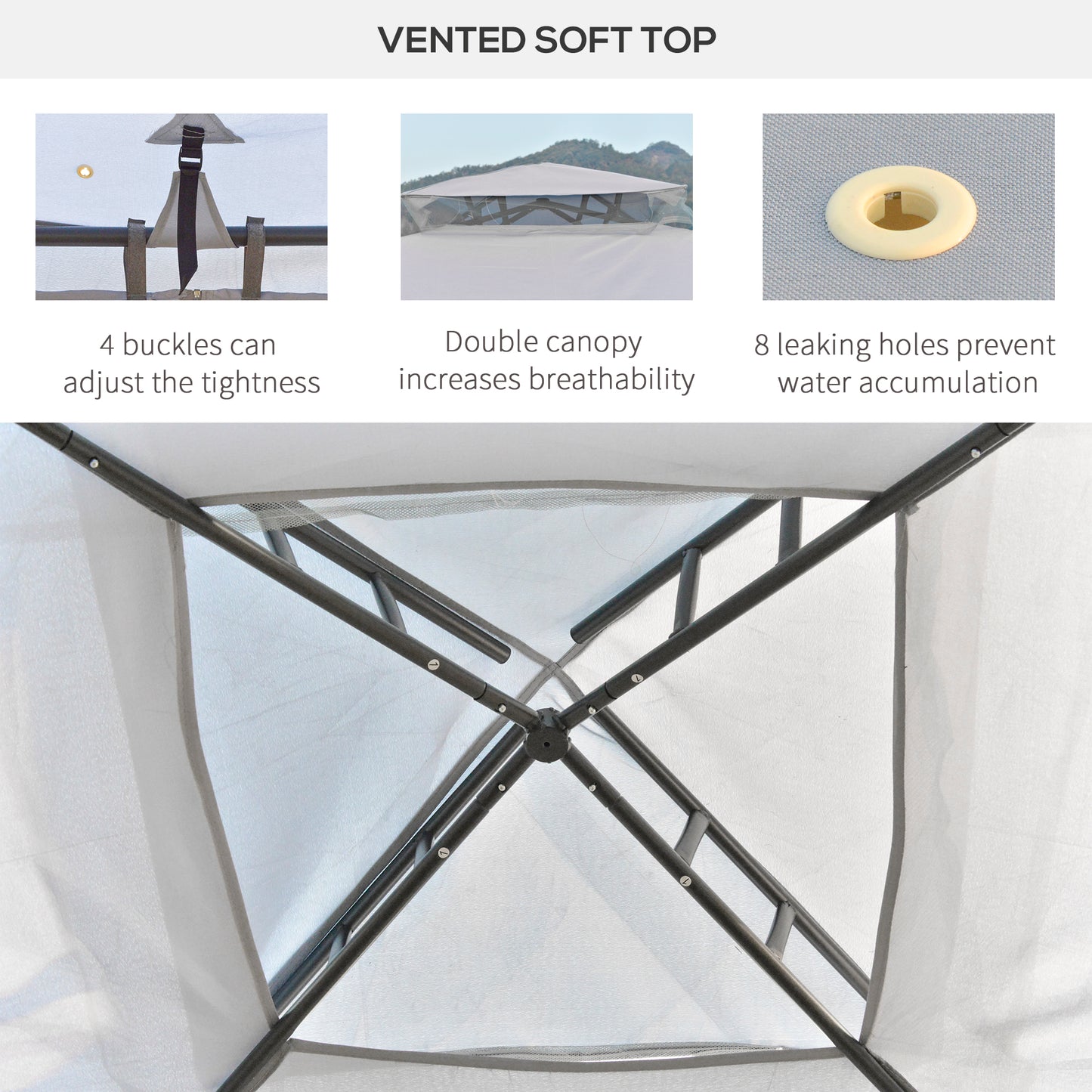 3 X 3(M) Metal Gazebo Outdoor 2-Tier Roof Marquee Party Tent with Netting