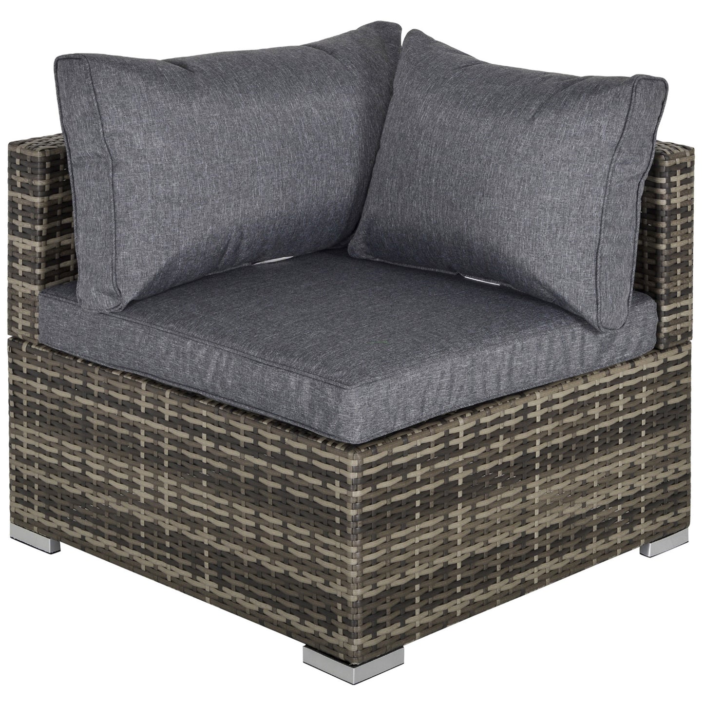 Garden Outdoor Rattan Corner Sofa,Single Sofa,Coffee Table Grey/Deep Grey