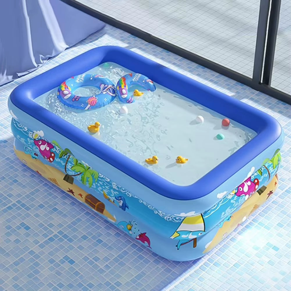 Inflatable Swimming Pool PVC Framed Swimming Pool Cartoon Pattern Water Play Pool for Summer Outdoor Indoor